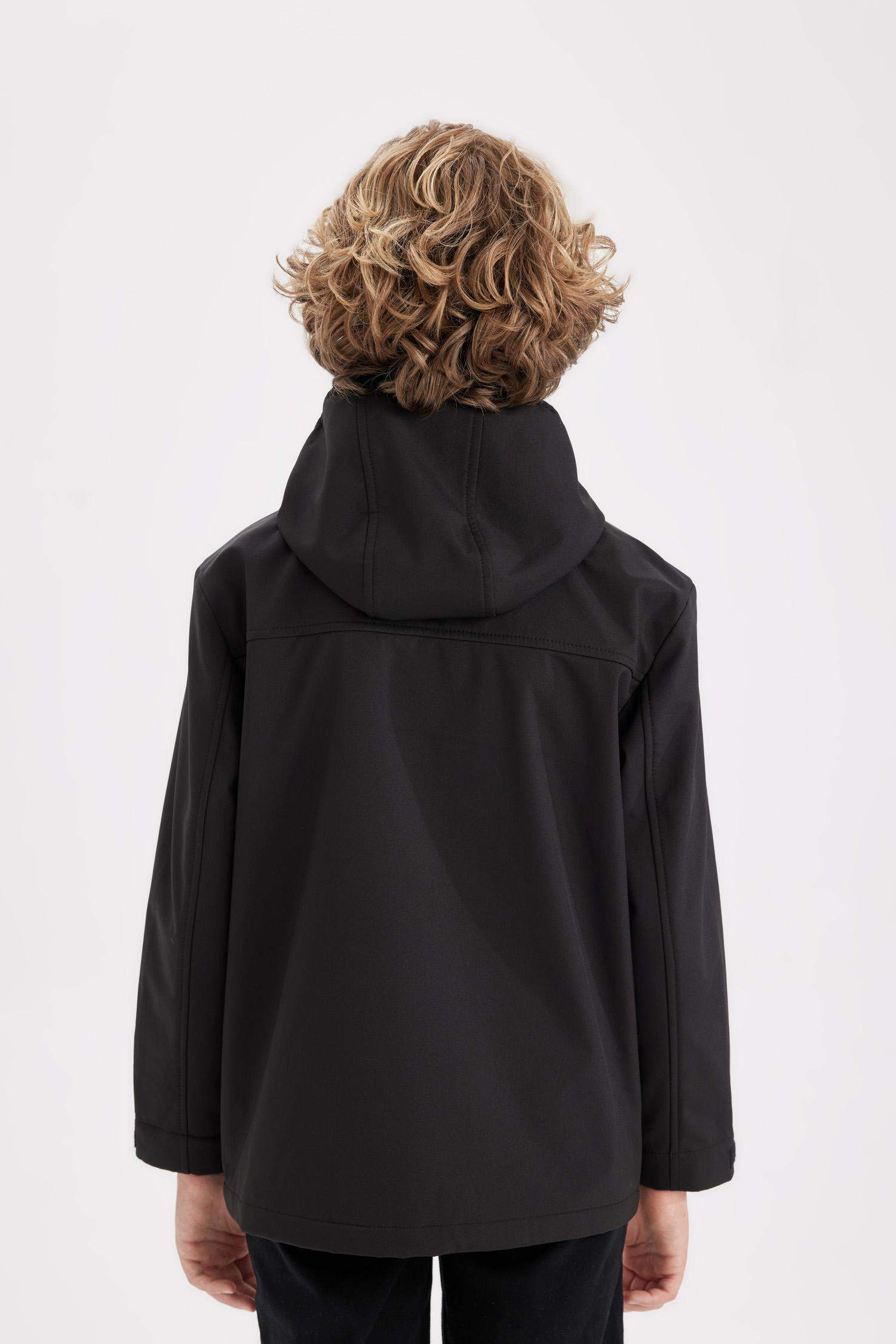 Erkek Çocuk Su İtici Kapüşonlu Polar Astarlı Fermuarlı Yağmurluk