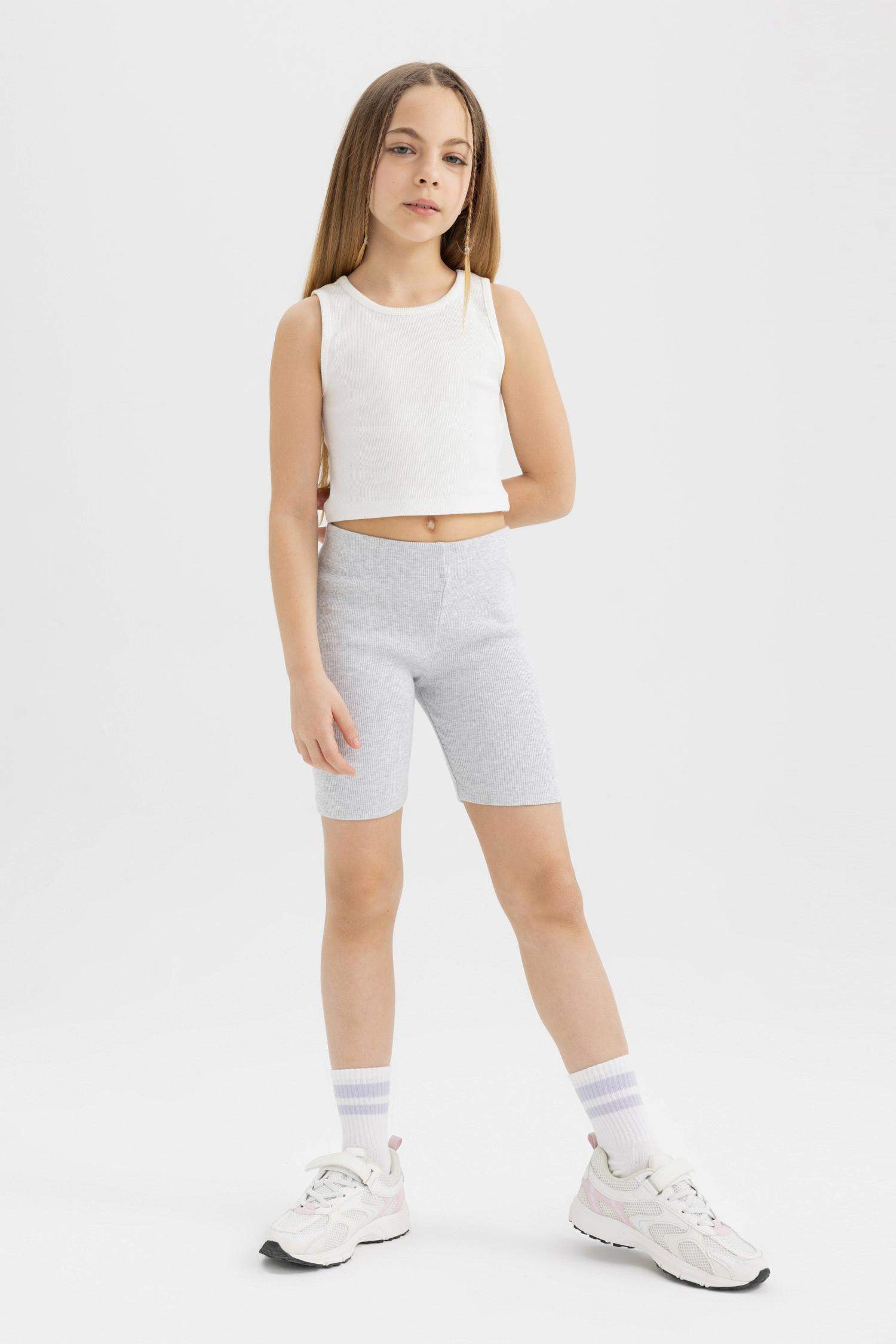 Kız Çocuk Biker Fitilli Kaşkorse Basic Düz Tayt