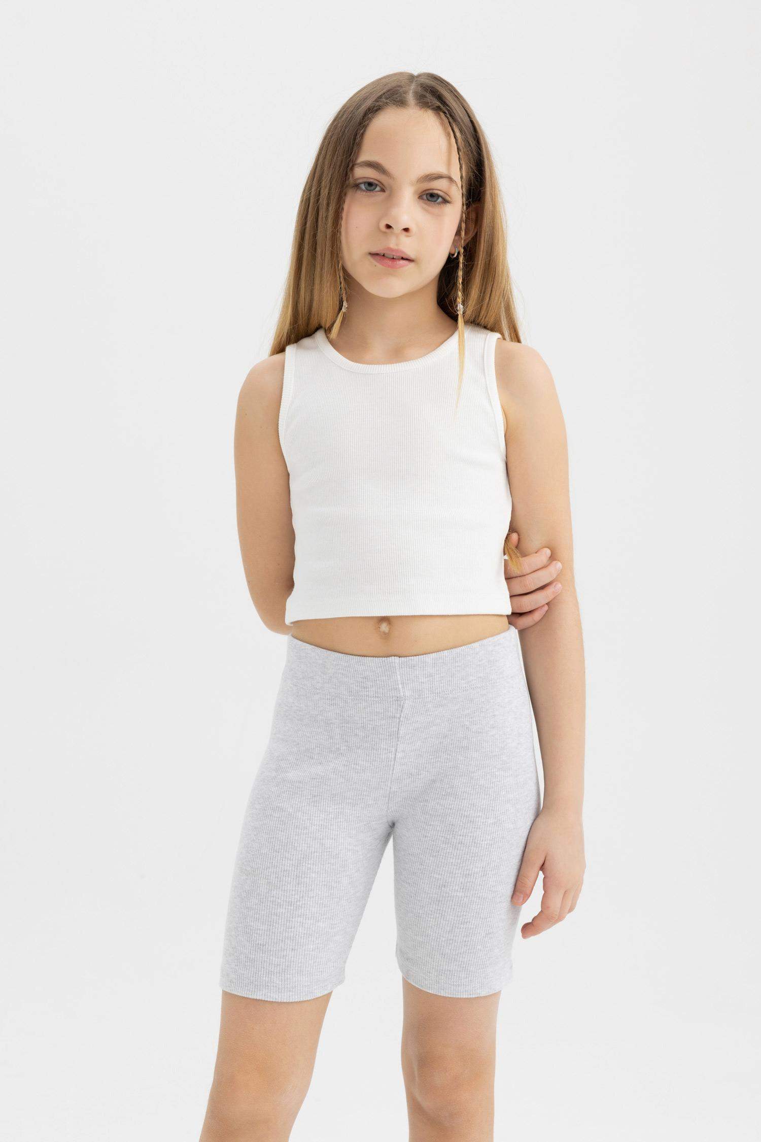 Kız Çocuk Biker Fitilli Kaşkorse Basic Düz Tayt