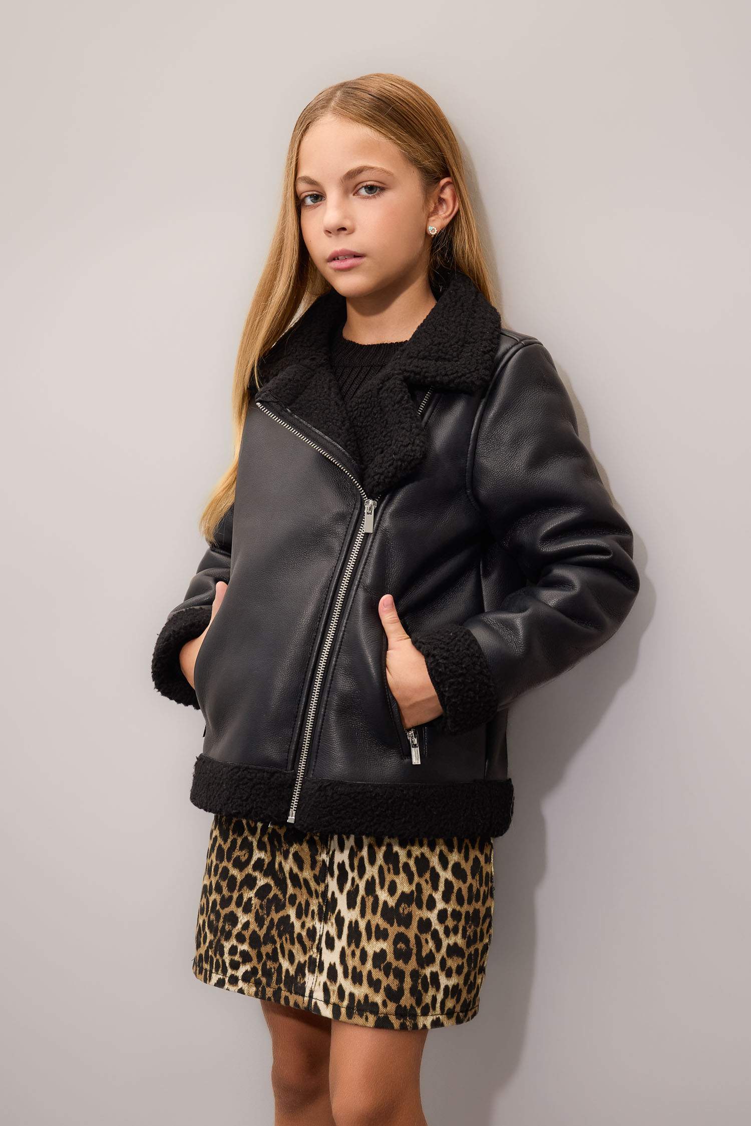 Kız Çocuk Su Geçirmez Ceket Yaka Pelüş Astar Mont