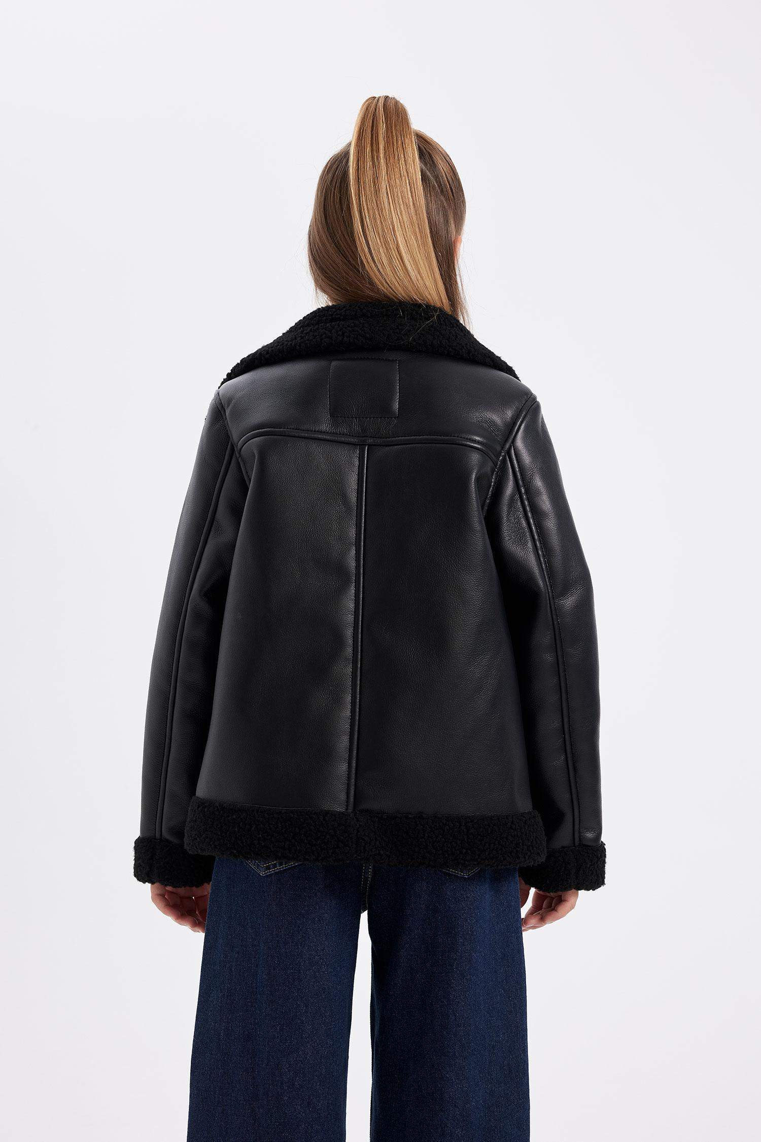 Kız Çocuk Su Geçirmez Ceket Yaka Pelüş Astar Mont