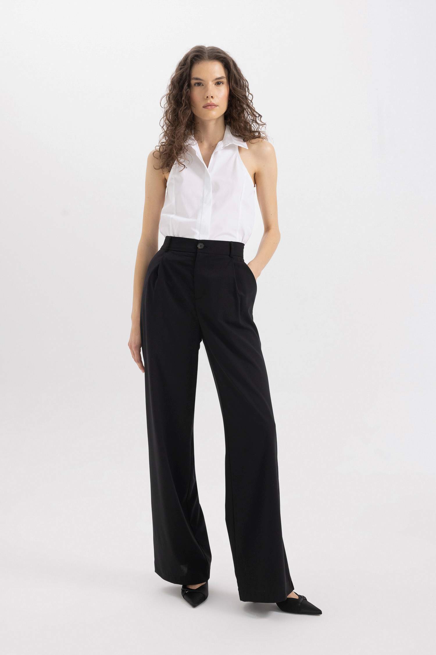 Wide Leg Cepli Yüksek Bel Geniş Paça Uzun Boy Pantolon