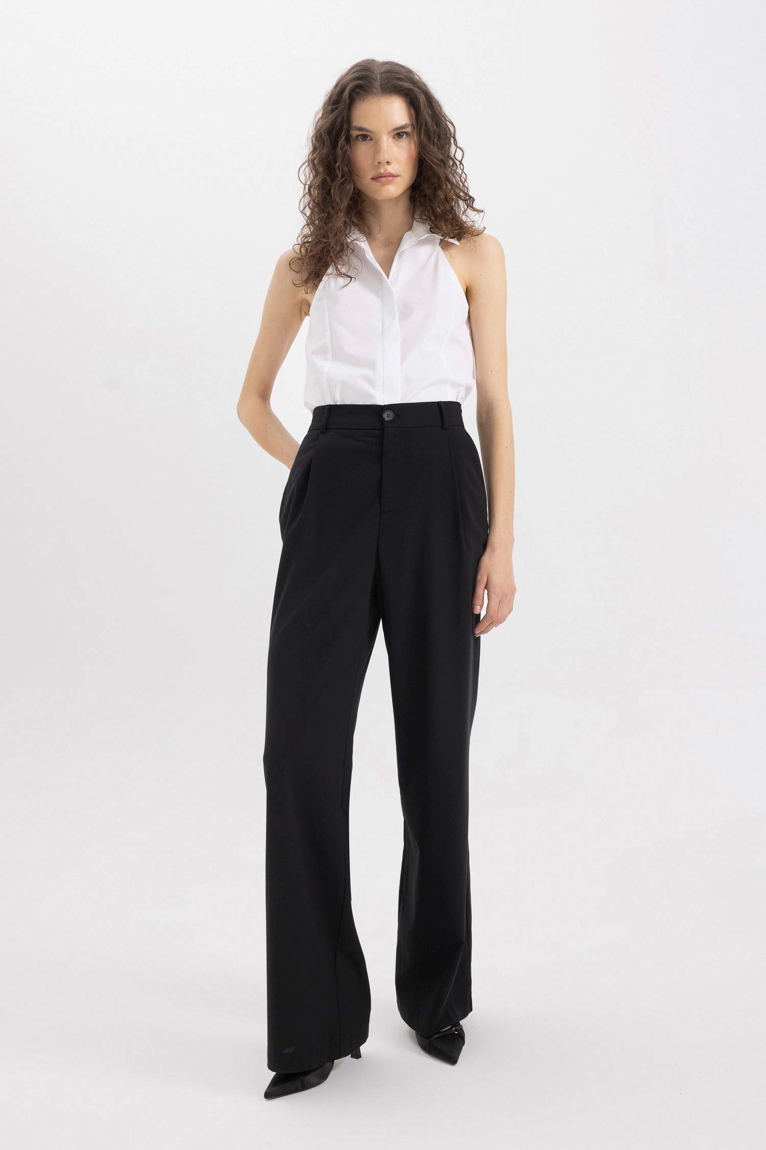 Wide Leg Cepli Yüksek Bel Geniş Paça Uzun Boy Pantolon