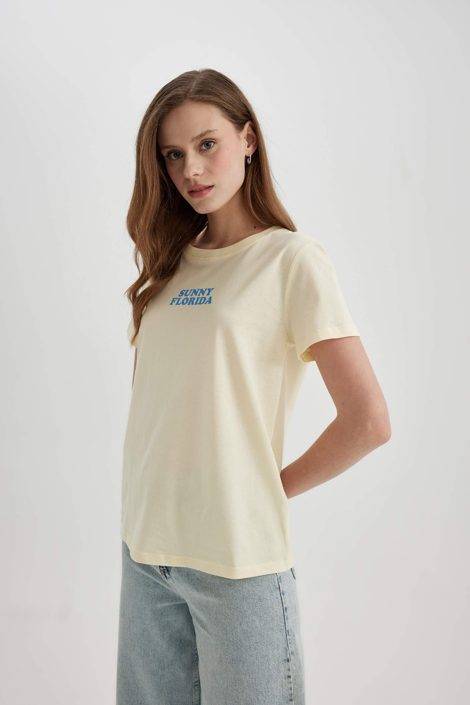 Regular Fit Crew Neck Printed Short Sleeve T-Shirt