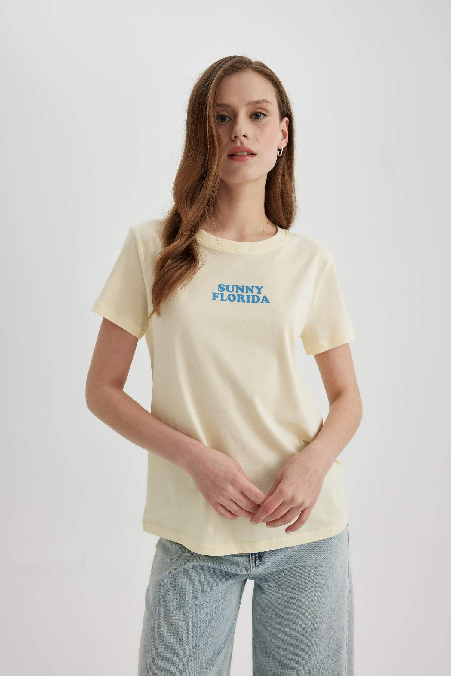 Regular Fit Crew Neck Printed Short Sleeve T-Shirt