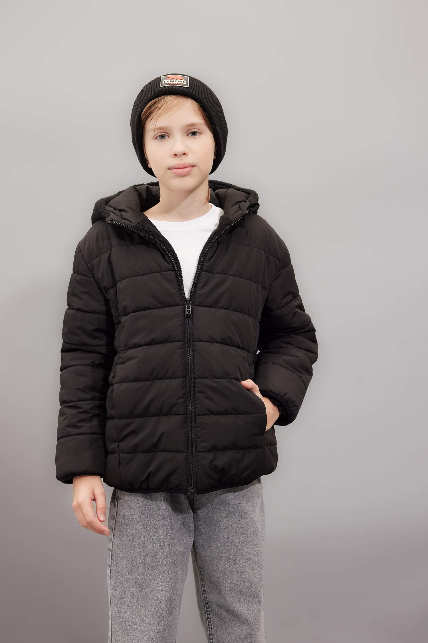 Boy Hooded Two Sided Puffer Jacket