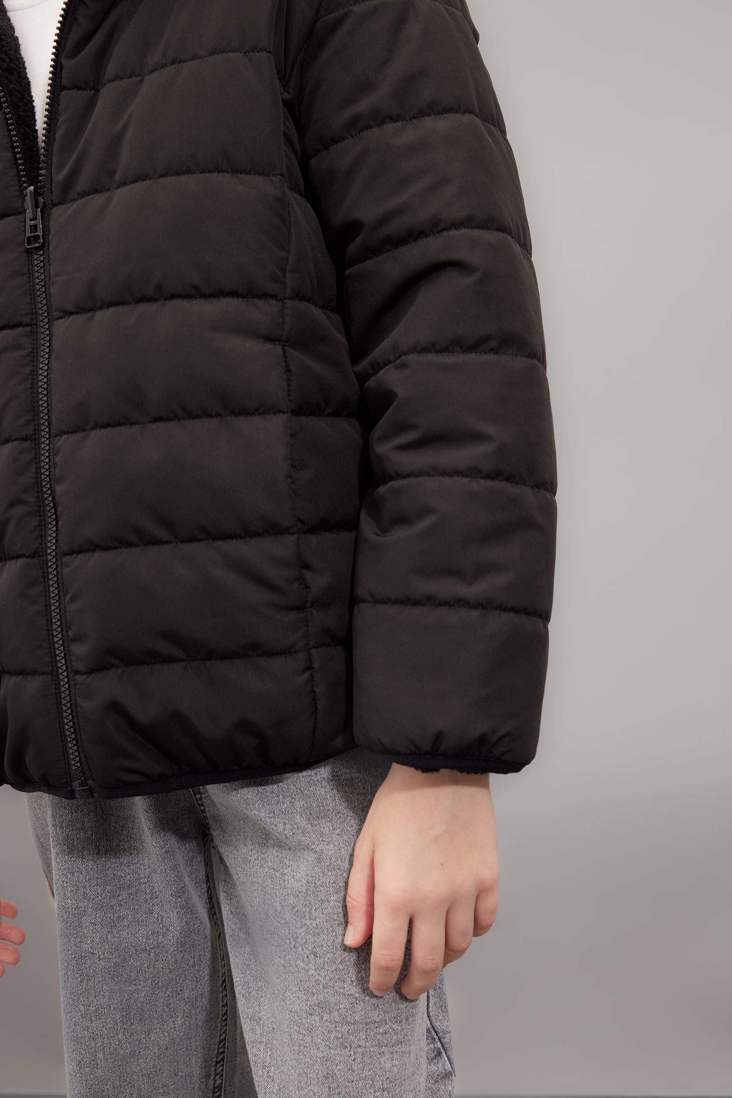 Boy Hooded Two Sided Puffer Jacket