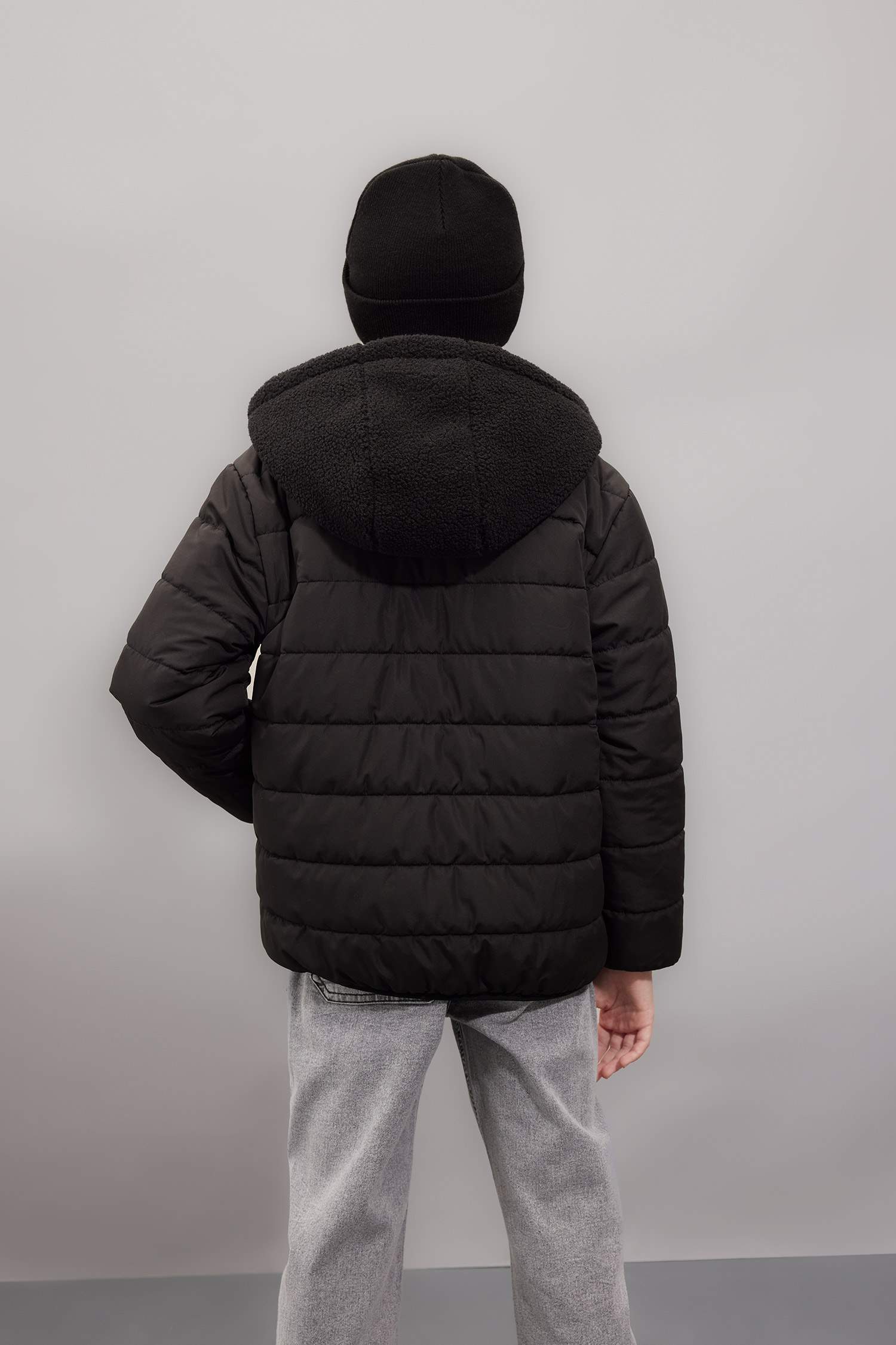 Boy Hooded Two Sided Puffer Jacket