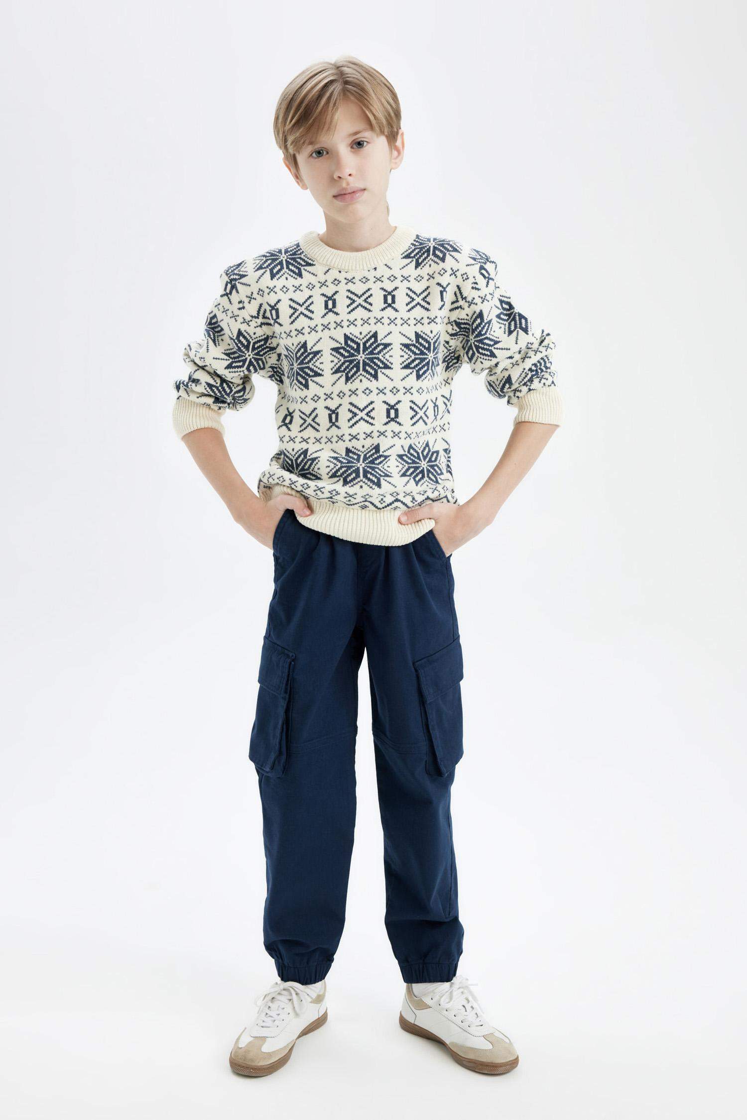 سروال كارجو جوجر ولادي جبردين بجيب