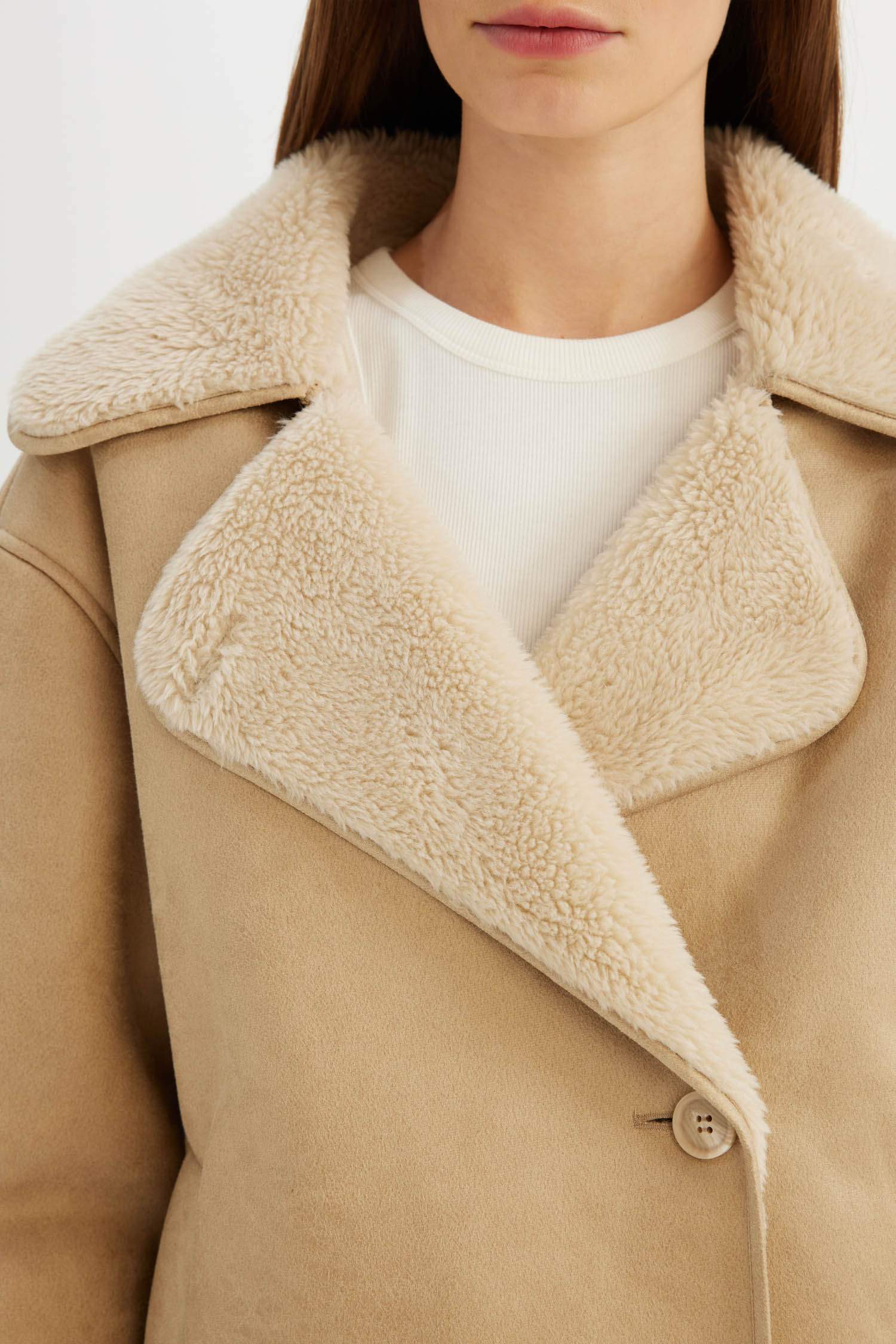 Jacket en silimi cuir à coupe relax avec doublure en peluche