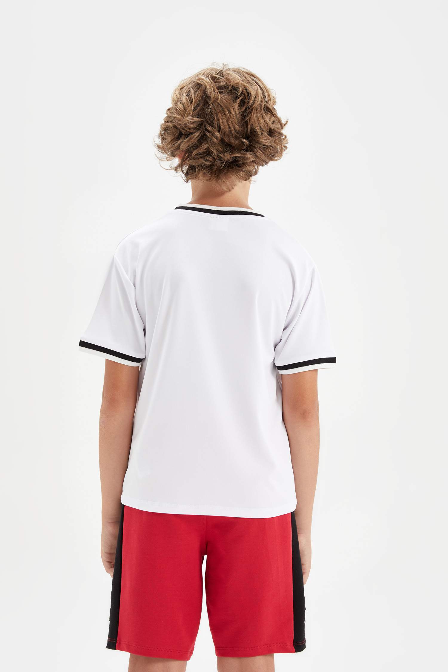 Boy Regular Fit V-Neck Printed Short Sleeve T-Shirt