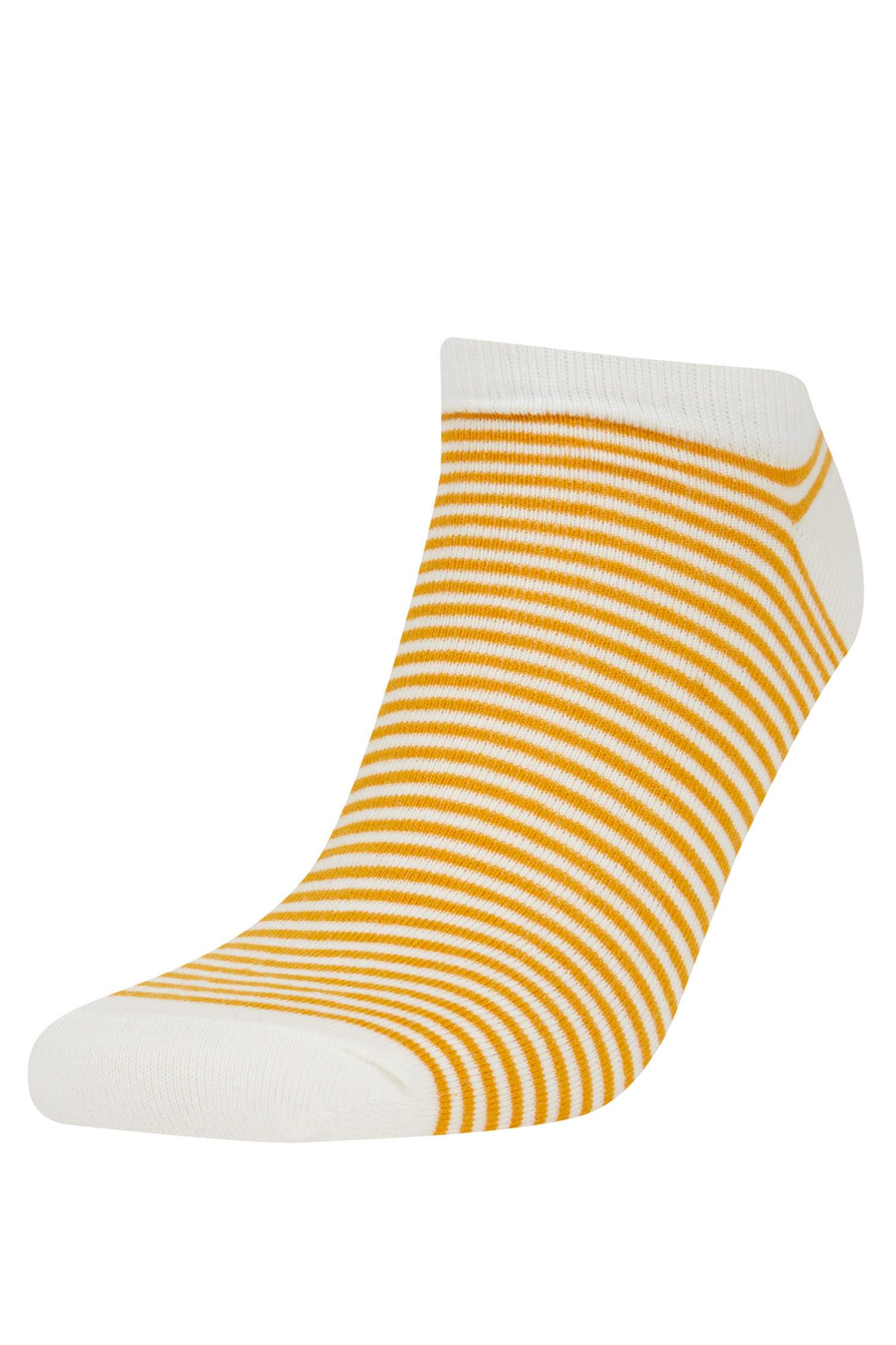 Erkek 7'li Pamuklu Çizgili Patik Çorap