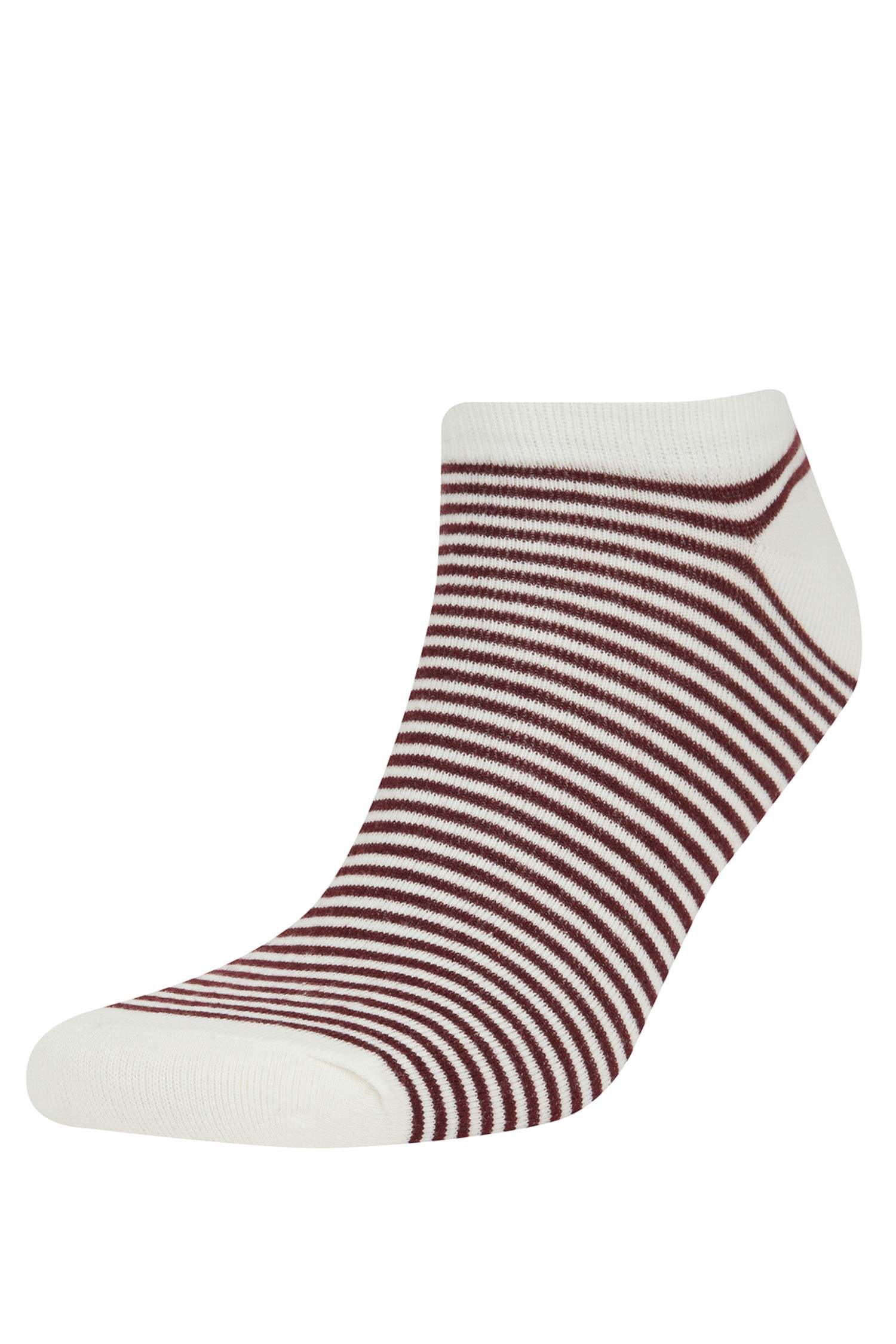 Erkek 7'li Pamuklu Çizgili Patik Çorap
