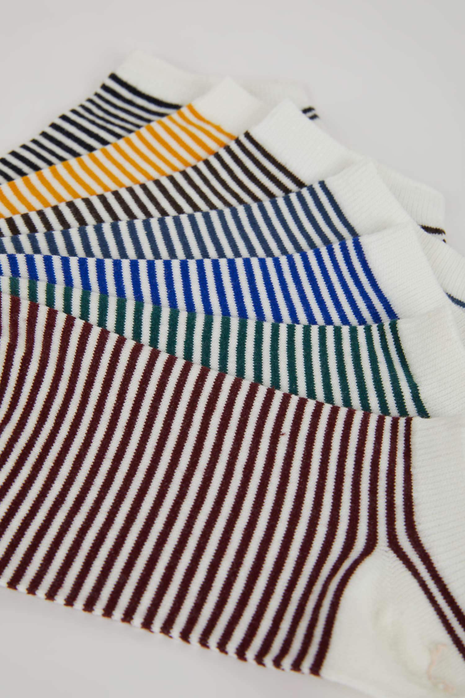 Erkek 7'li Pamuklu Çizgili Patik Çorap