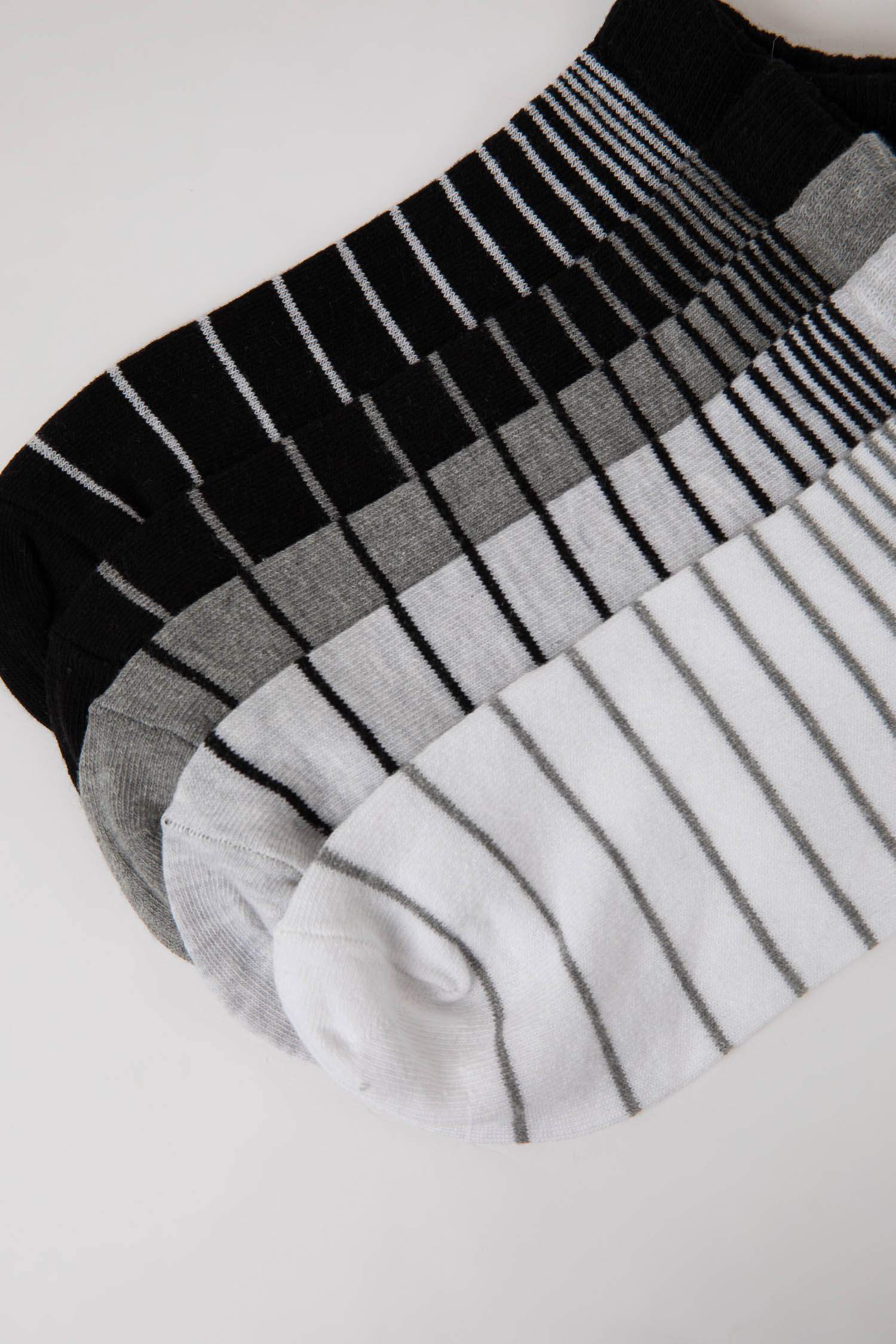 Erkek 5'li Pamuklu Çizgili Patik Çorap