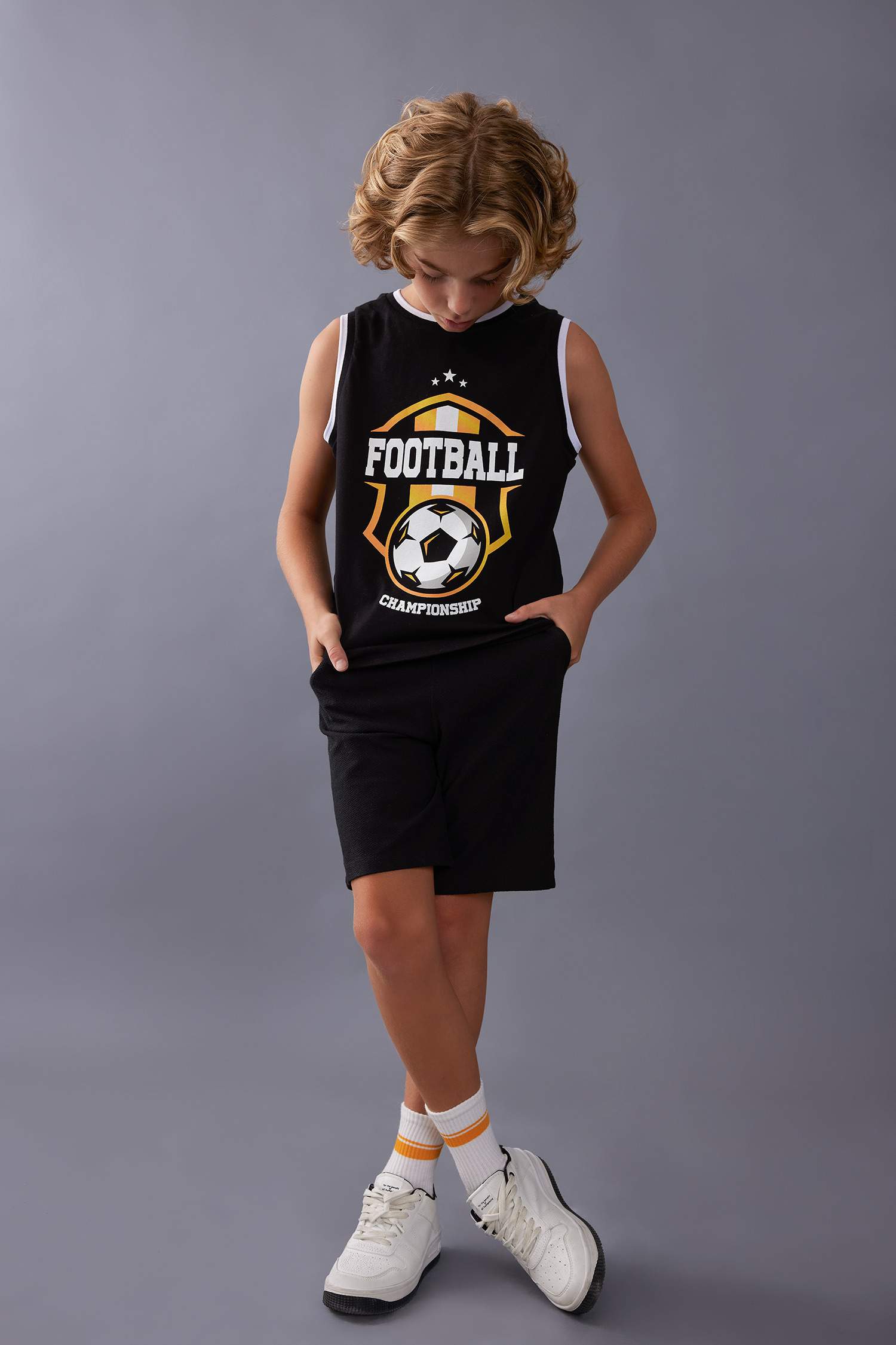 Erkek Çocuk Bisiklet Yaka Baskılı Atlet