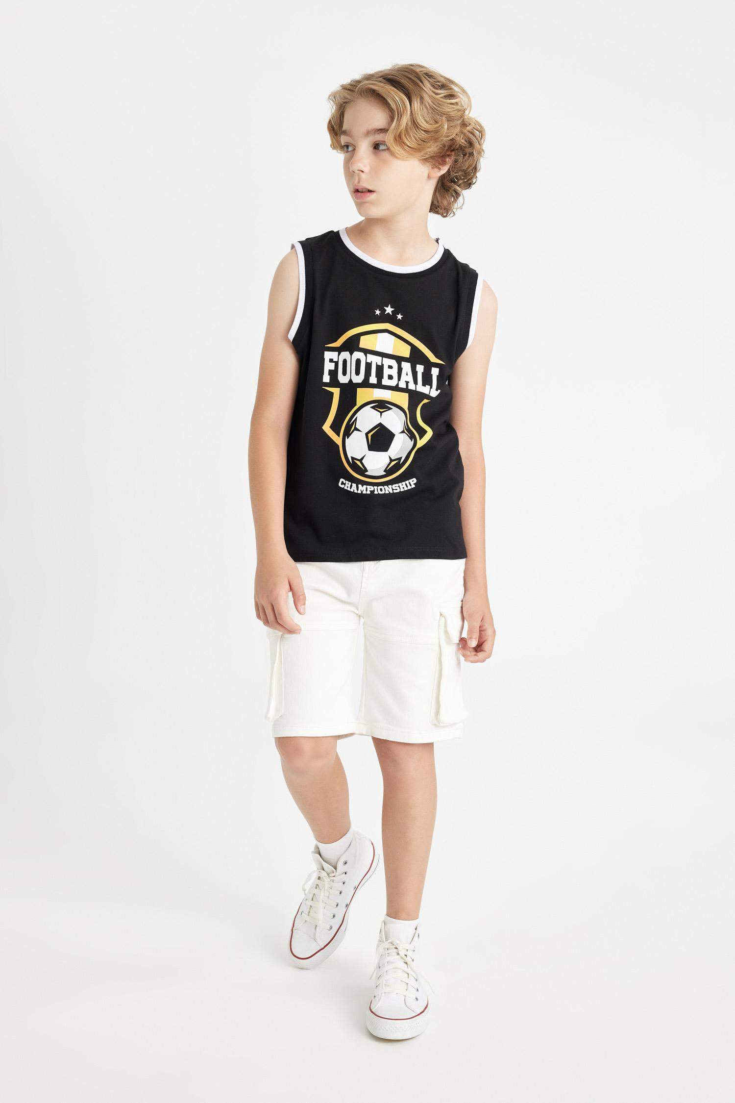 Erkek Çocuk Bisiklet Yaka Baskılı Atlet