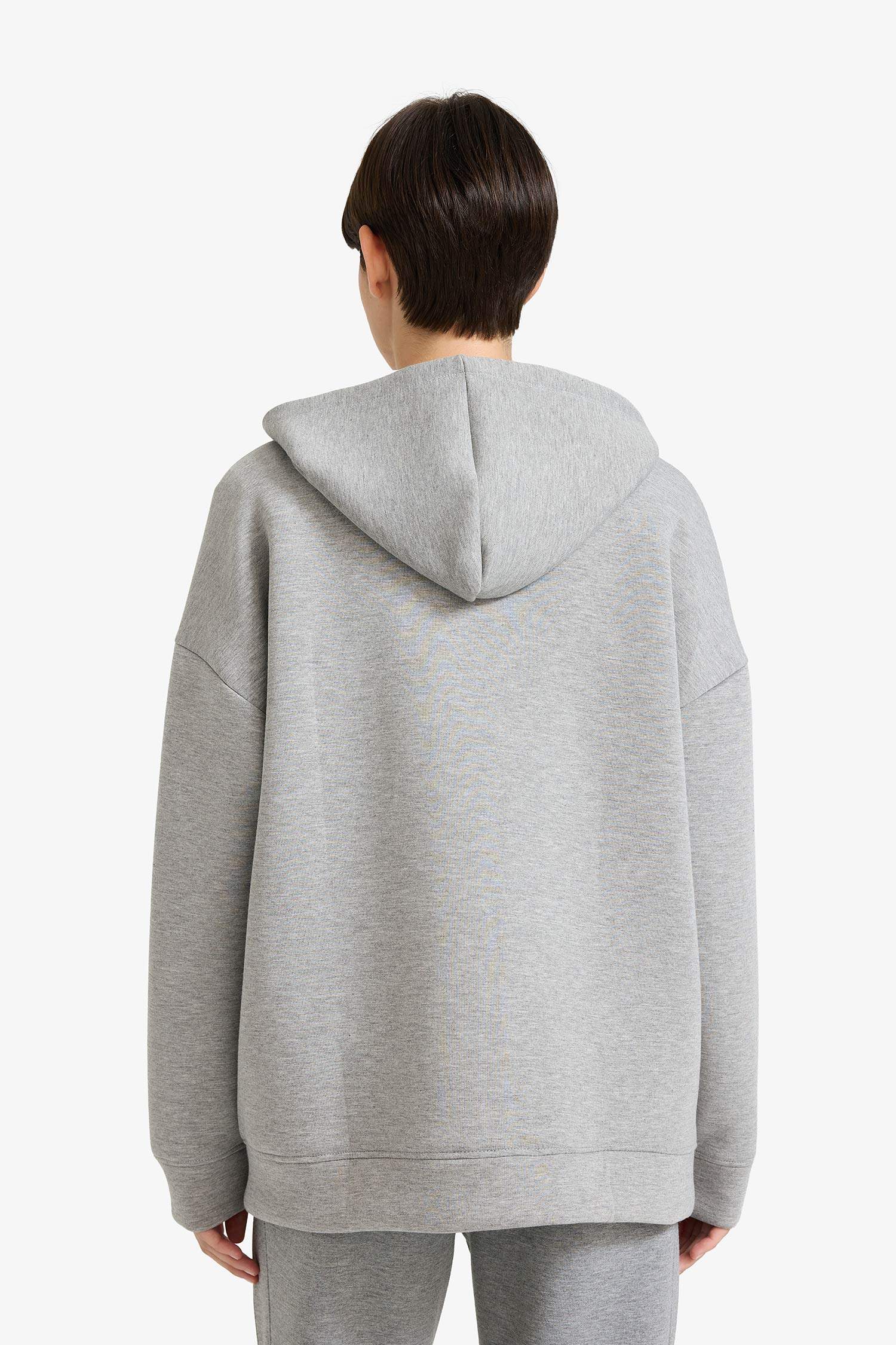 Oversize Geniş Kalıp Kapüşonlu Skuba Dalgıç Kumaş Hırka