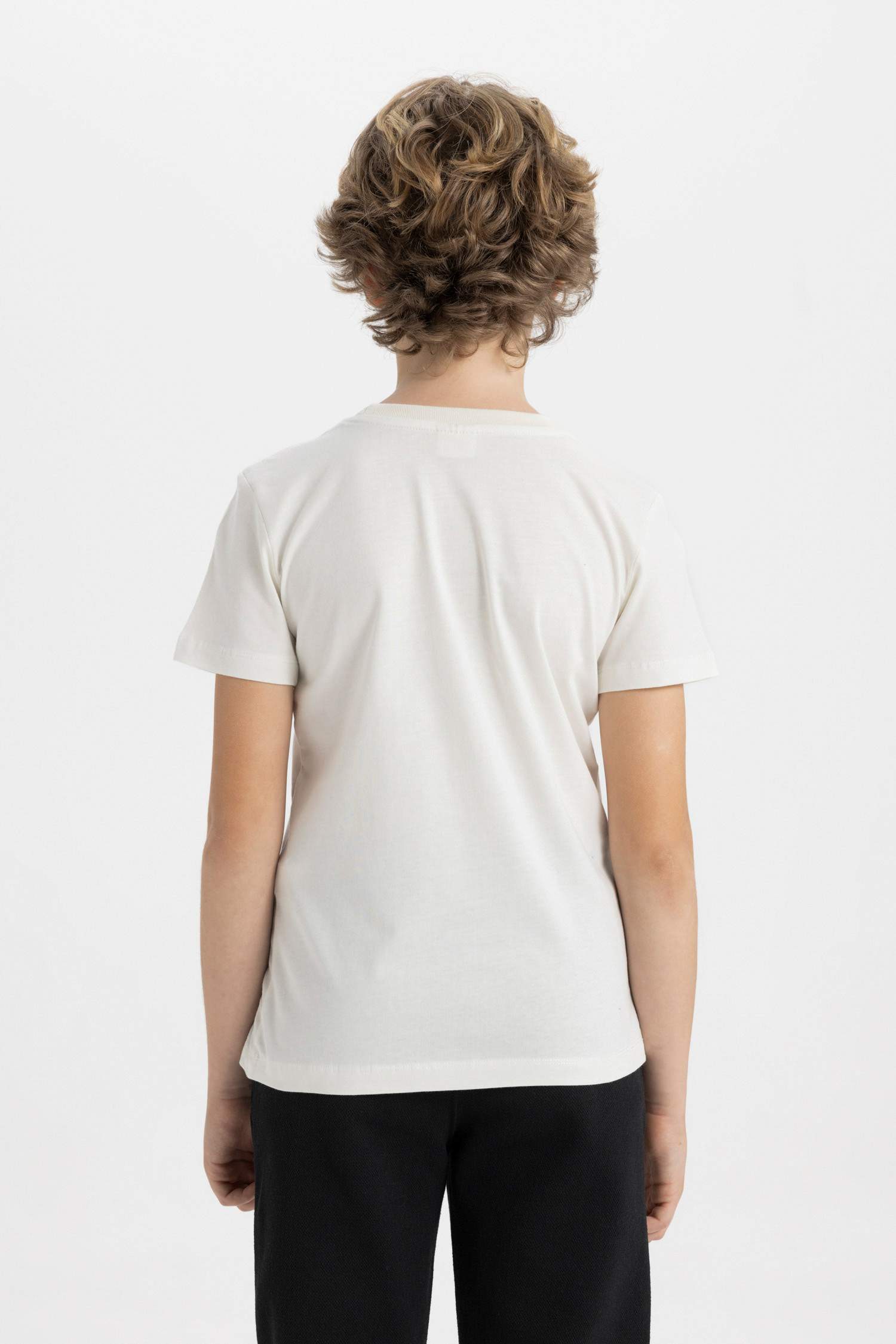 تيشيرت اولادي نص كم مطبوع قصة عادية برقبة مستديرة