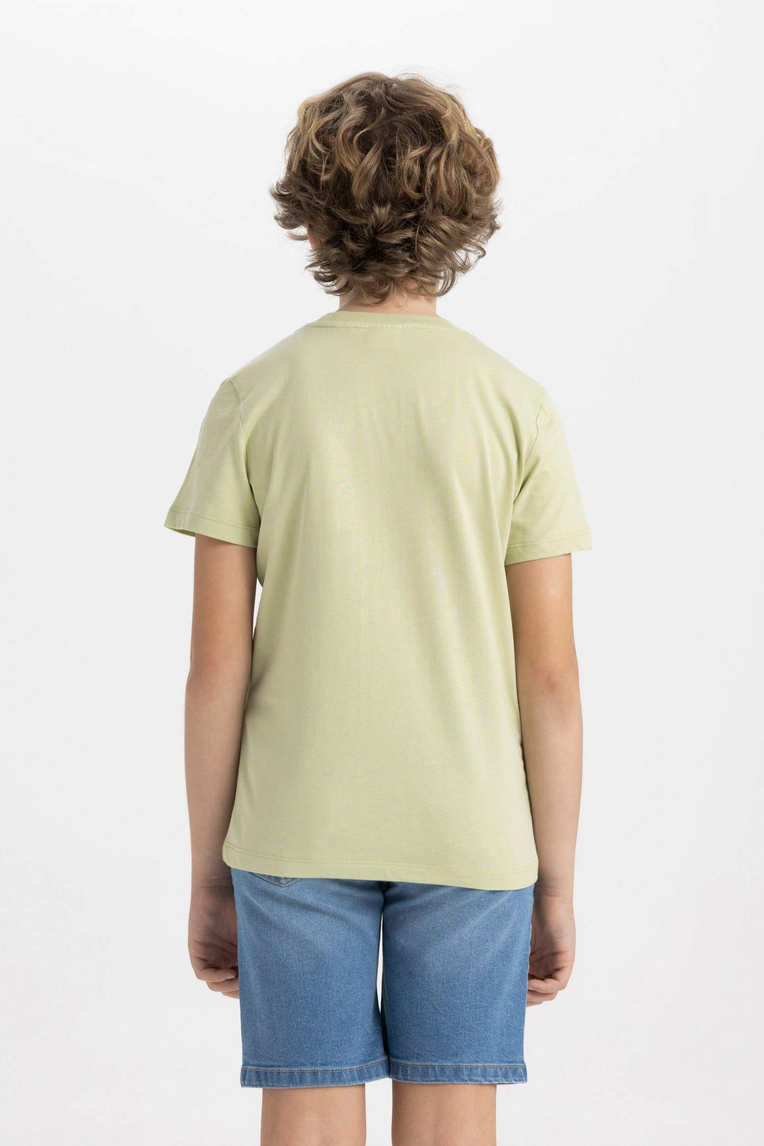 Erkek Çocuk Bisiklet Yaka Baskılı Kısa Kollu Tişört