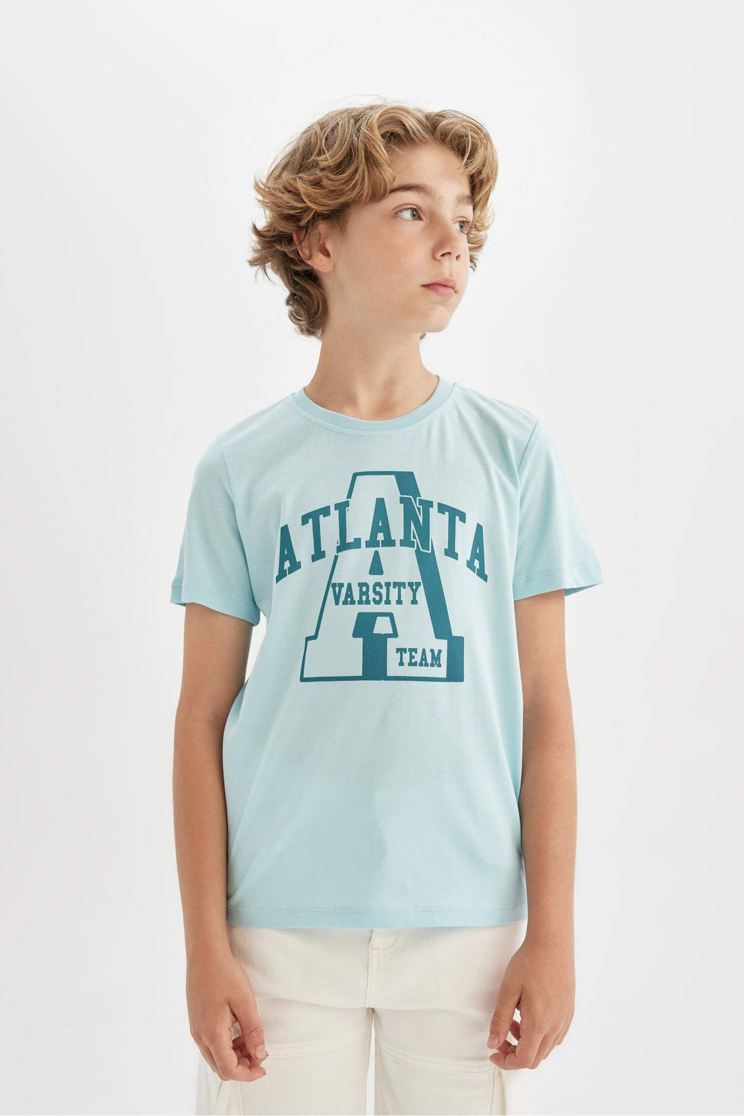 Erkek Çocuk Bisiklet Yaka Baskılı Kısa Kollu Tişört