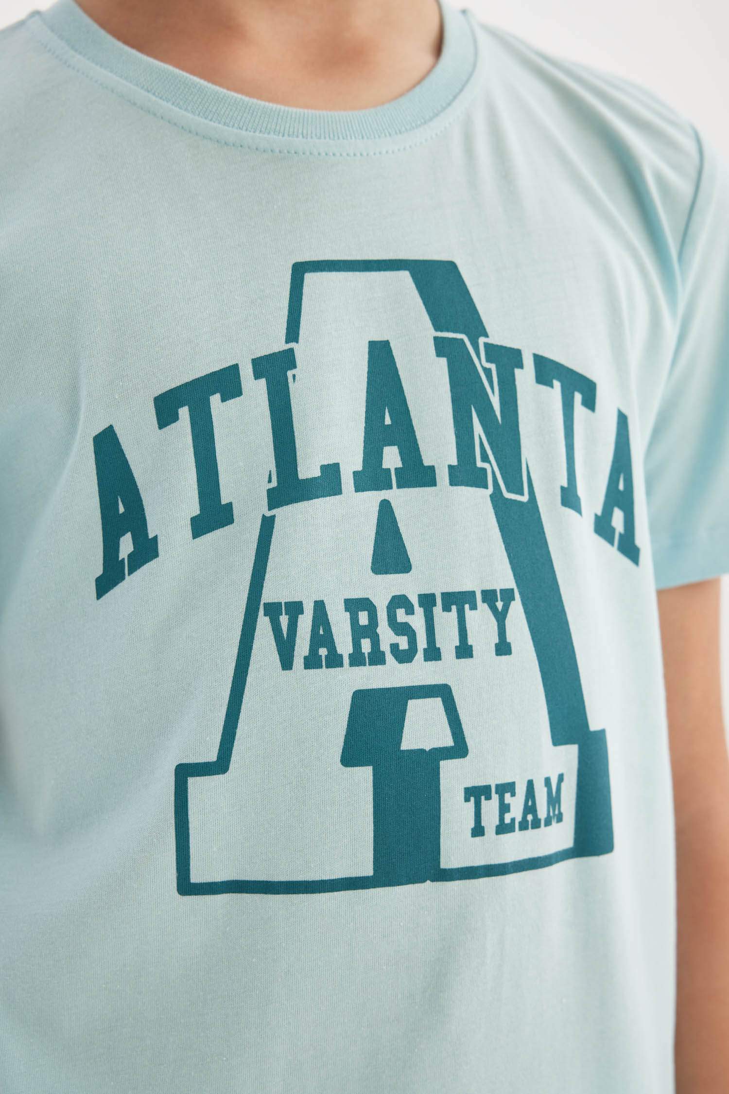 Erkek Çocuk Bisiklet Yaka Baskılı Kısa Kollu Tişört