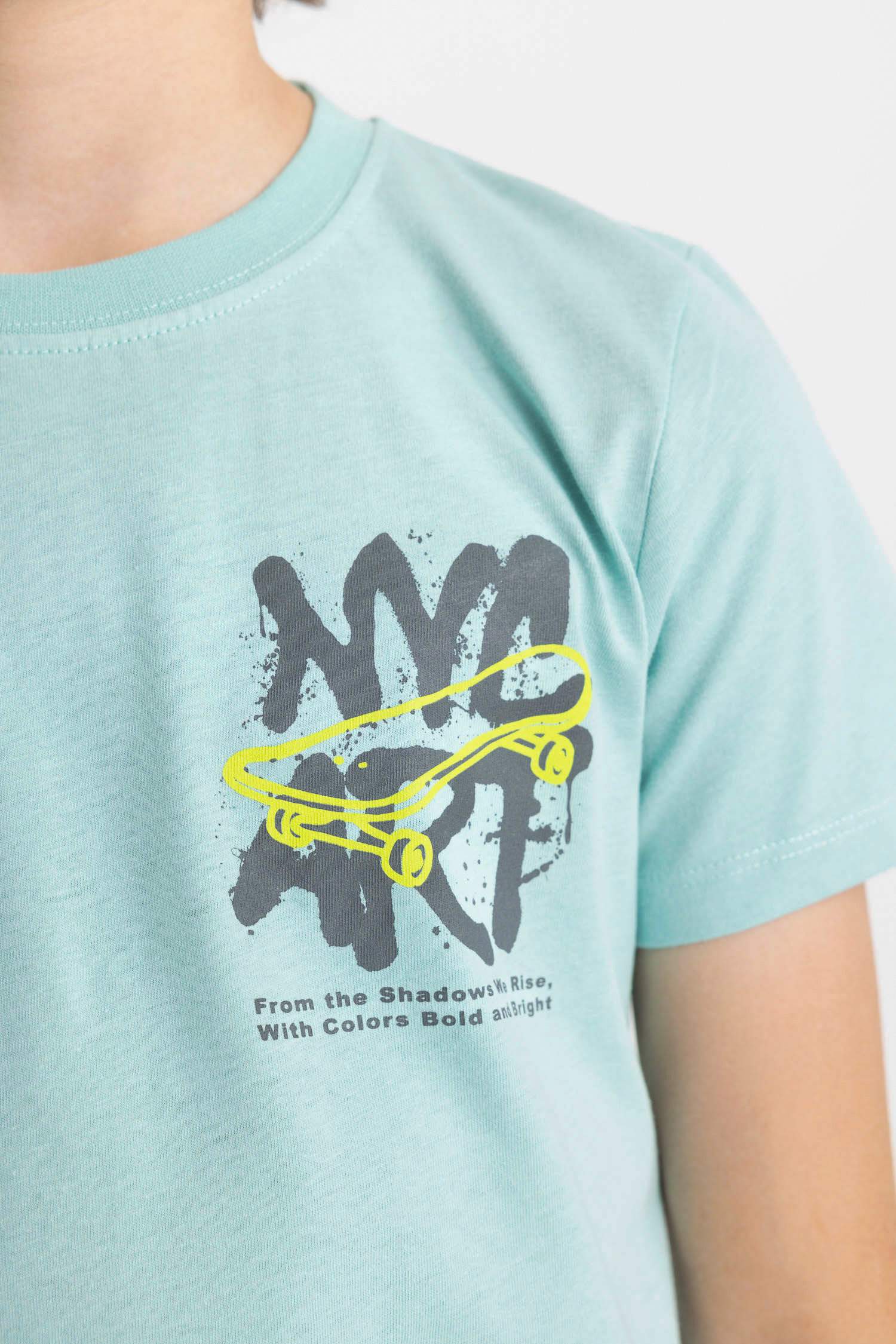 Erkek Çocuk Bisiklet Yaka Baskılı Kısa Kollu Tişört