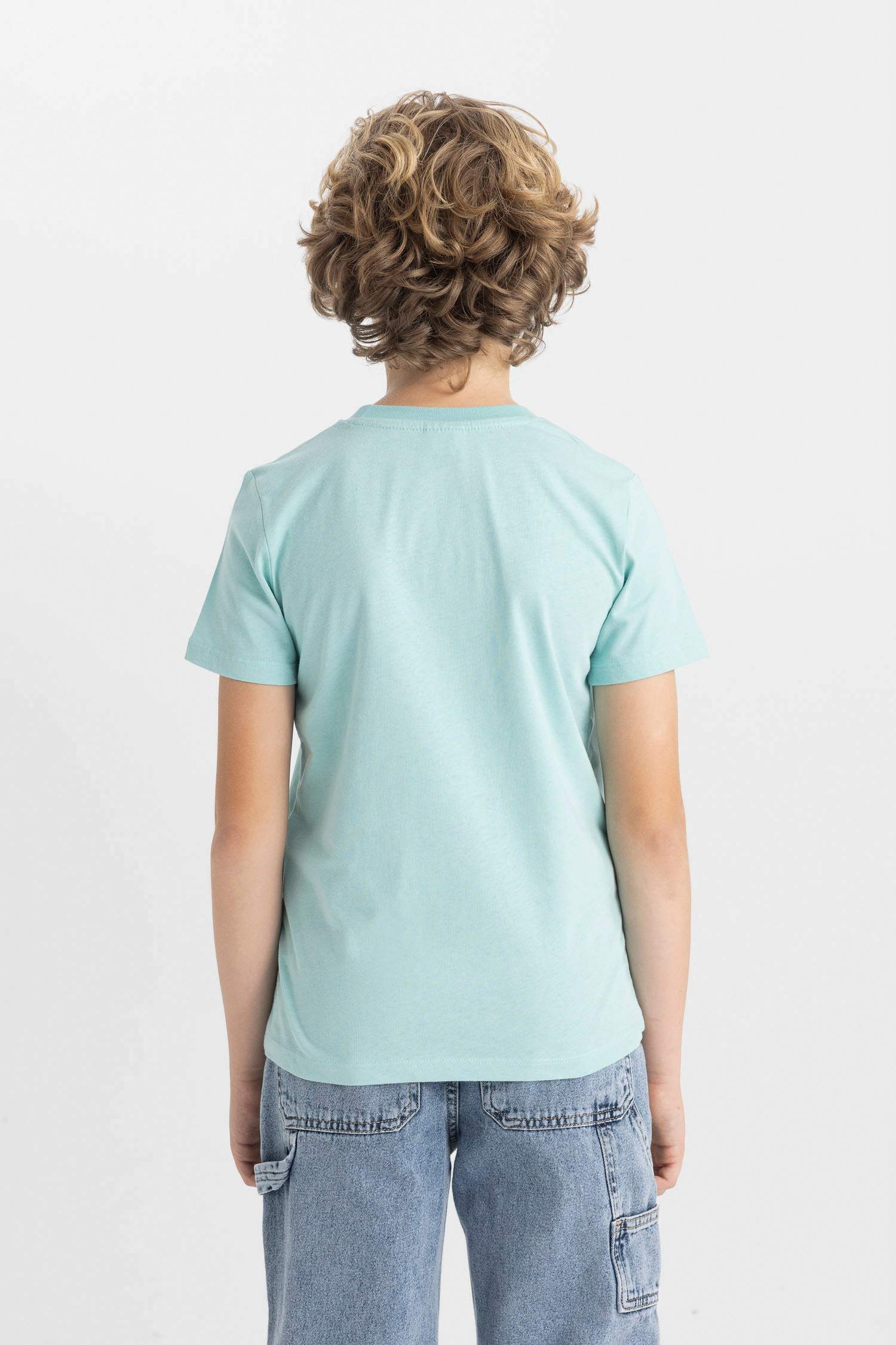 Erkek Çocuk Bisiklet Yaka Baskılı Kısa Kollu Tişört