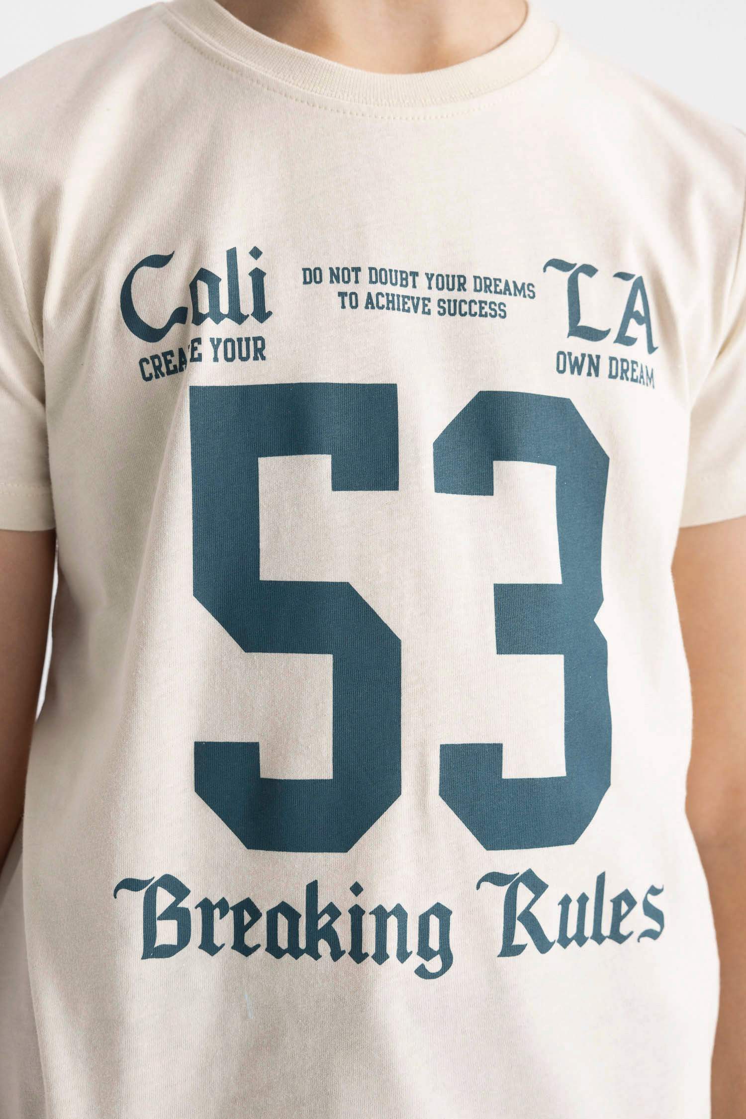 Erkek Çocuk Bisiklet Yaka Baskılı Kısa Kollu Tişört