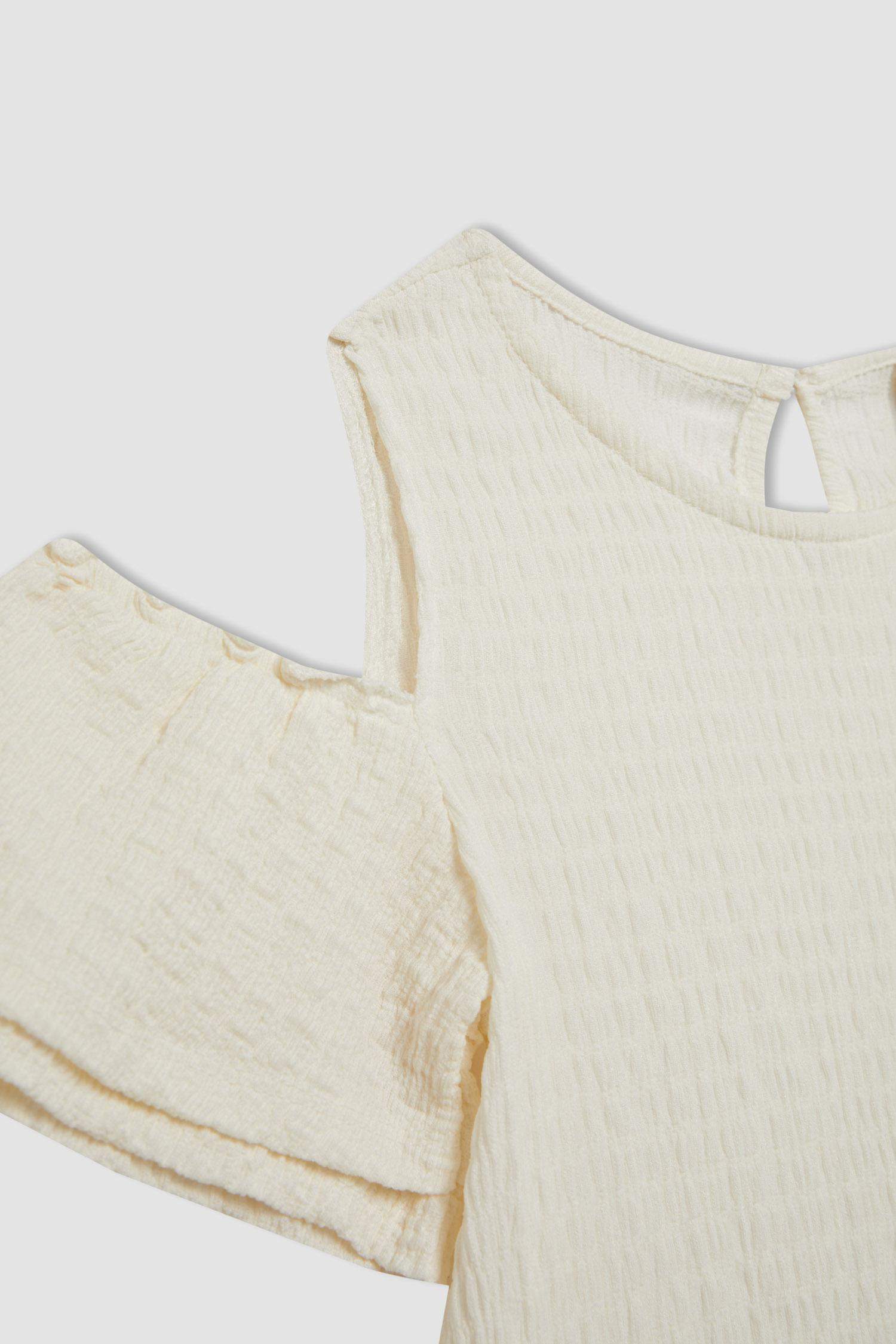 تيشيرت نص ردن منسوج قصة عادية بياخة مستديرة