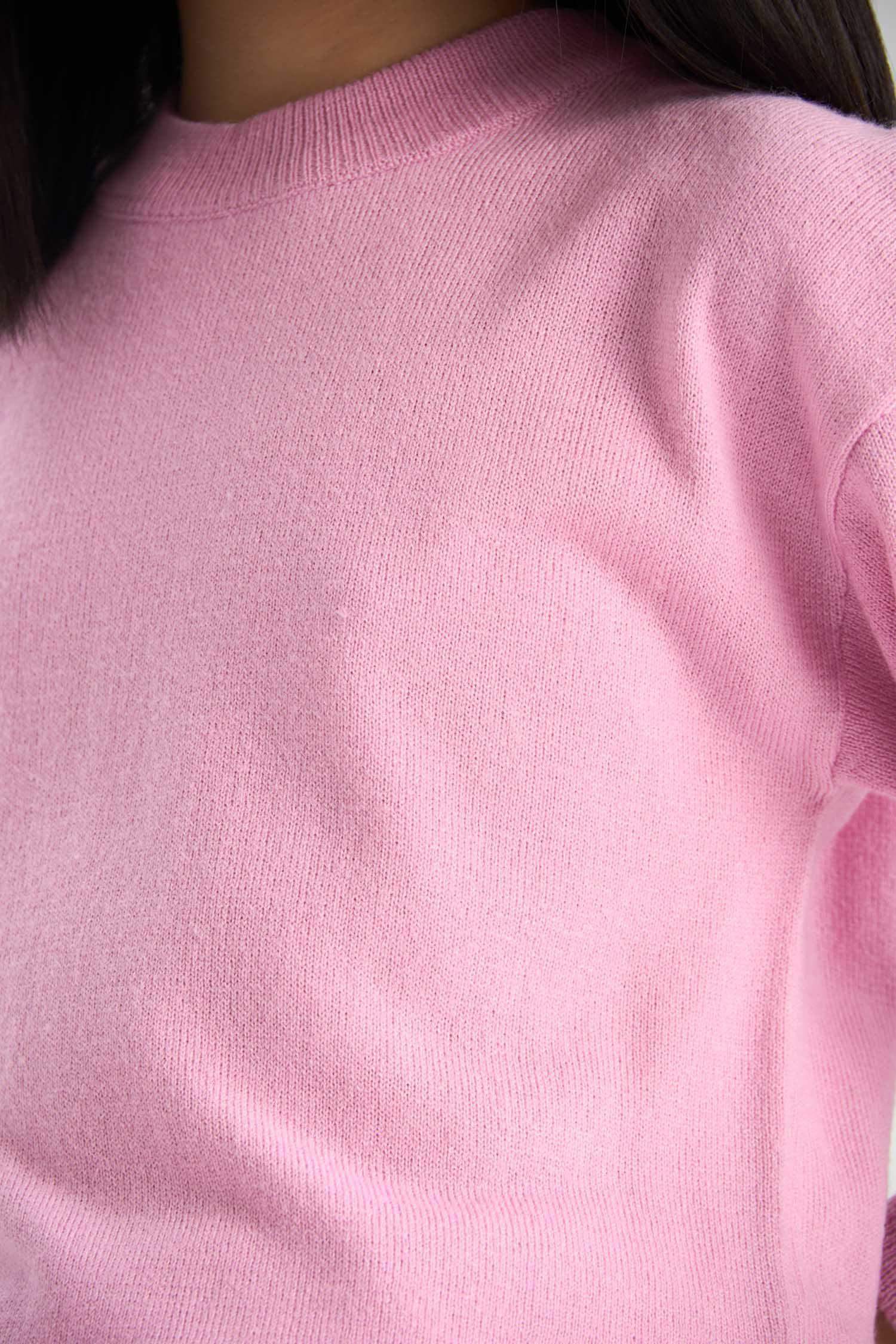 بلوفر قصة عادية بياقة مستديرة