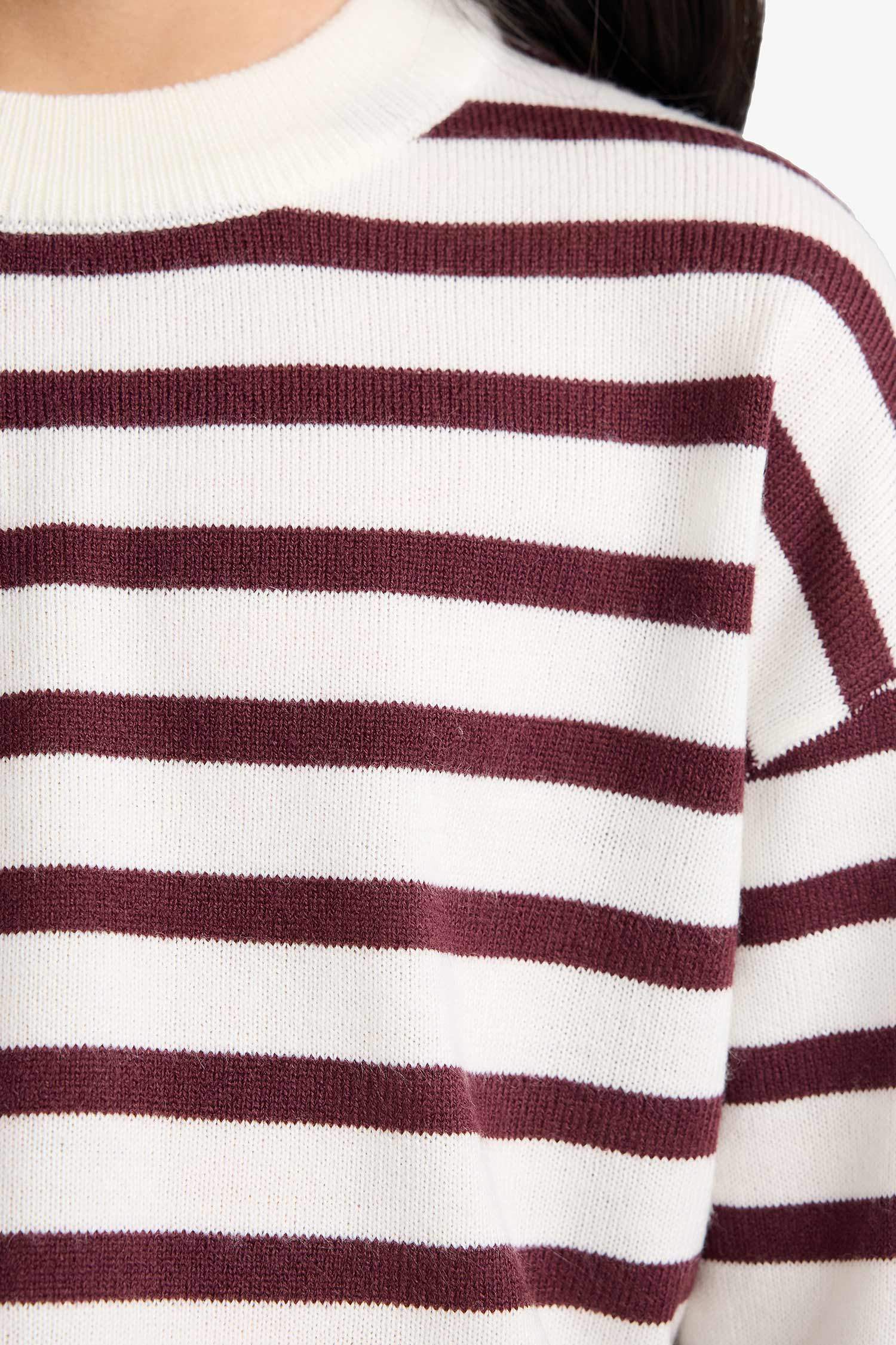 بلوفر قصة عادية بياقة مستديرة