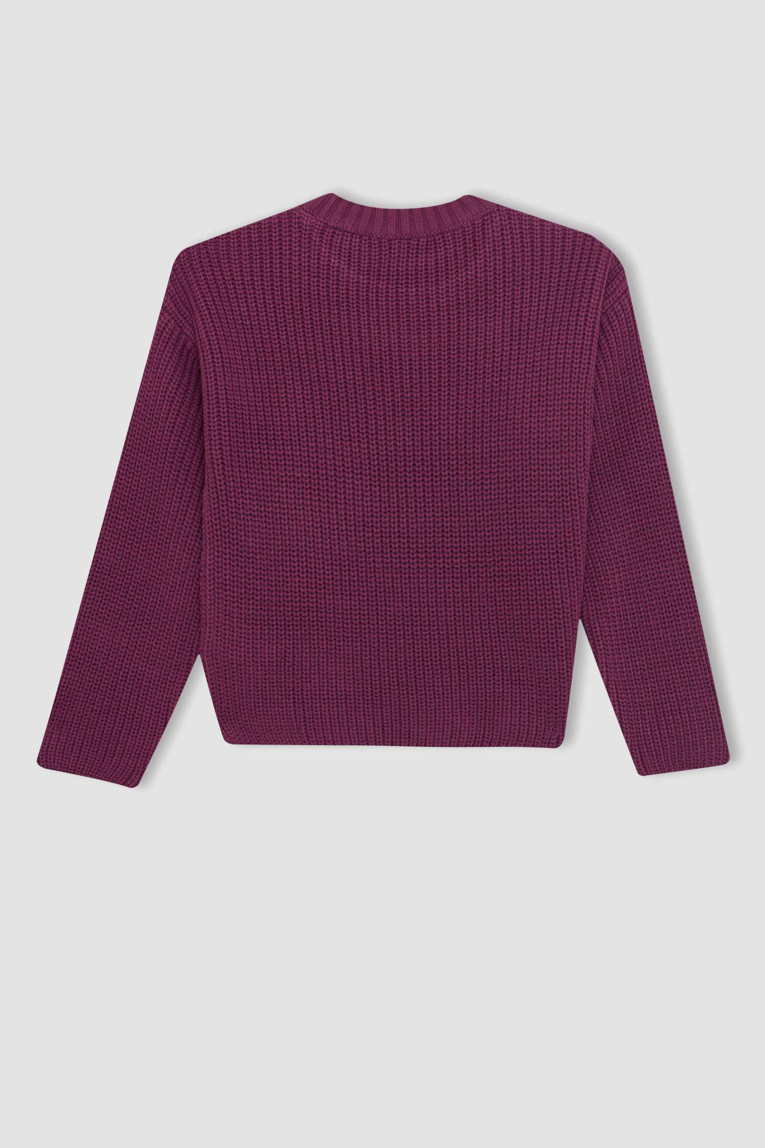 Свитер стандартного кроя с круглым вырезом для девочек