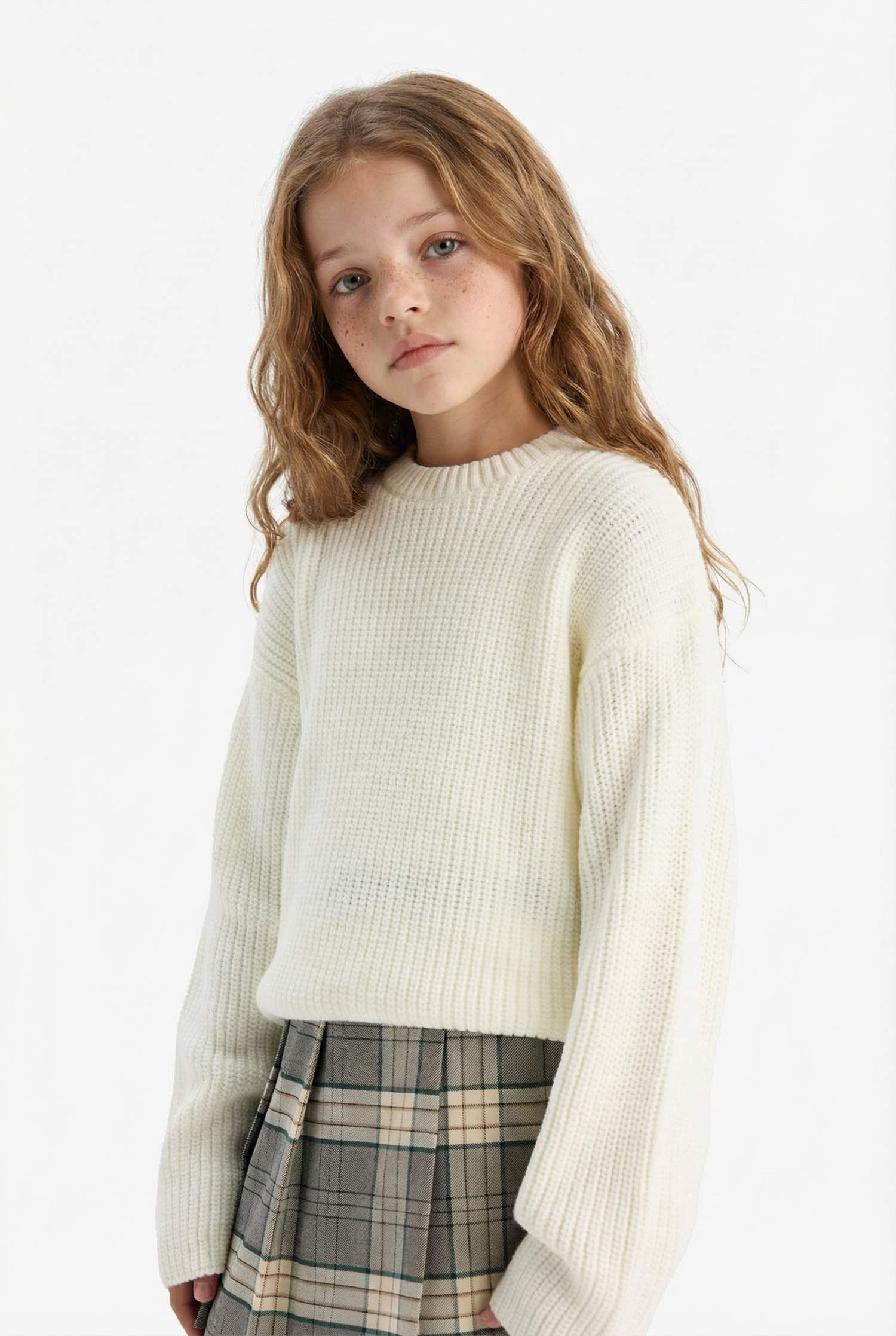 Girl Standard Fit Crew Neck Knit Pullover