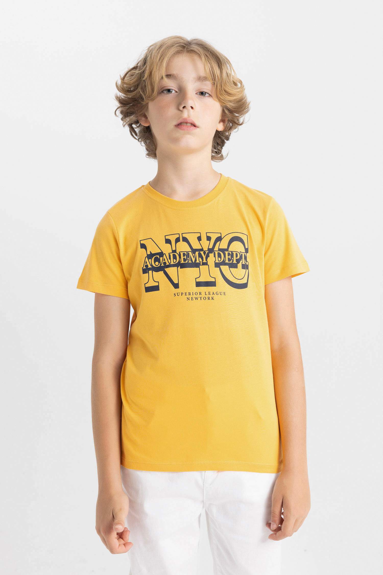 Erkek Çocuk Bisiklet Yaka Baskılı Kısa Kollu Tişört