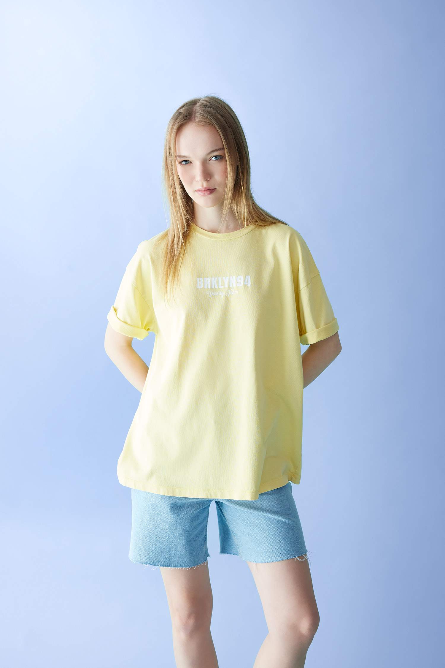 Oversize Fit Crew Neck Printed Short Sleeve T-Shirt