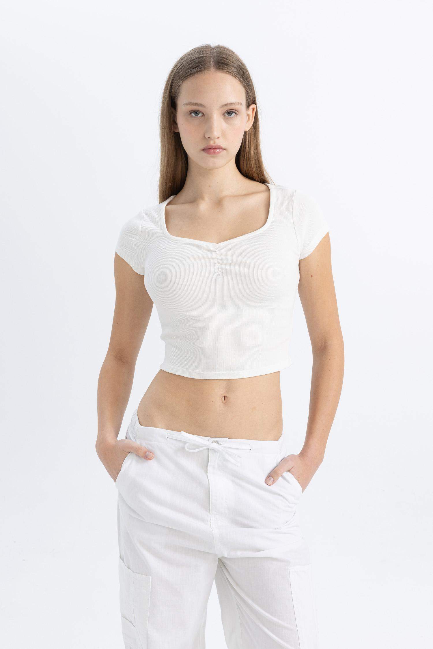 Fitted Ribbed Camisole Short Sleeve T-Shirt