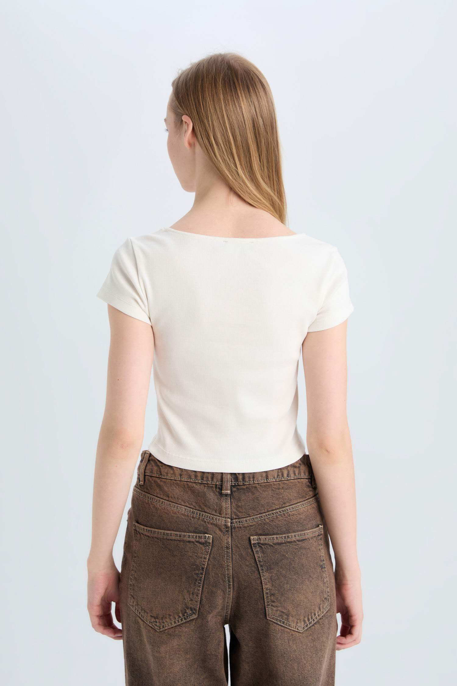 Coool Fitted Fitilli Kaşkorse Kısa Kollu Tişört