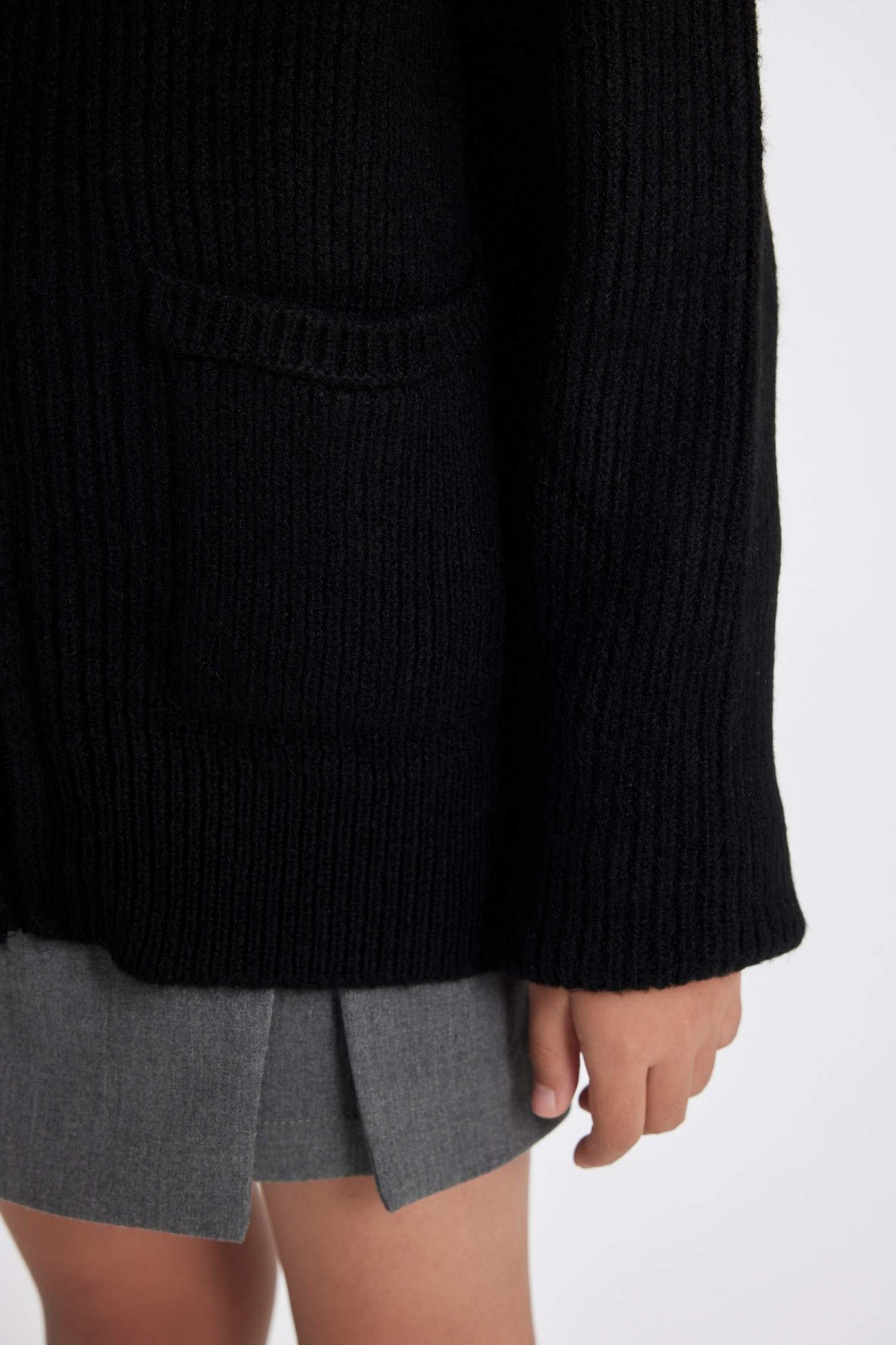 Girl Zippered Black School Sweatshirt