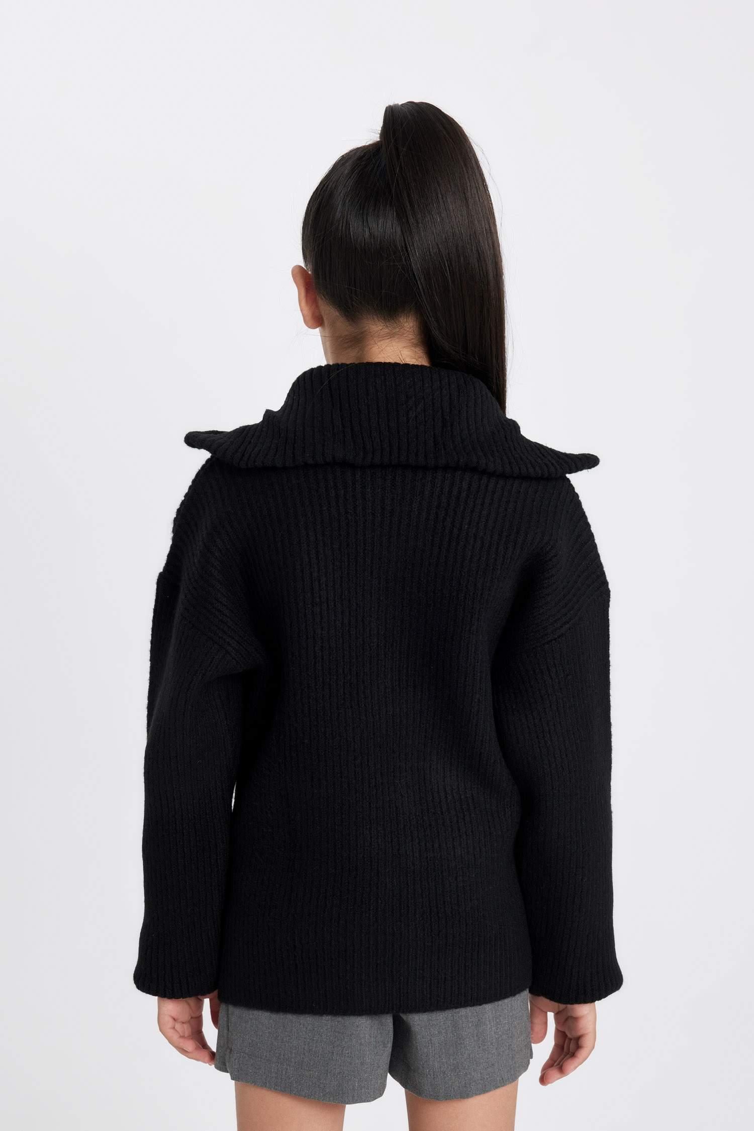 Girl Zippered Black School Sweatshirt