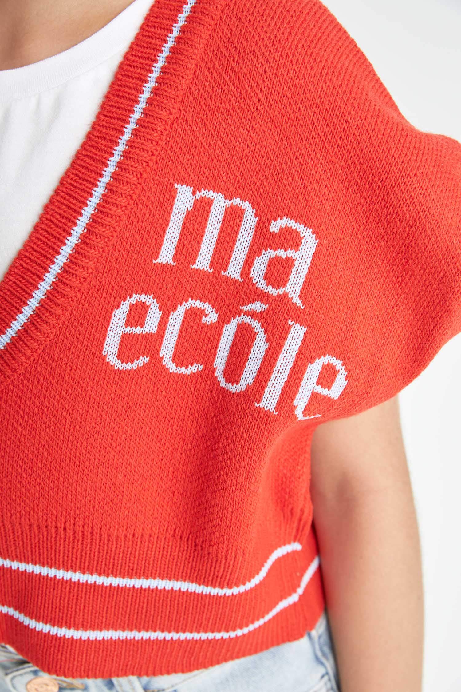 Gilet en tricot à col en V pour Fille