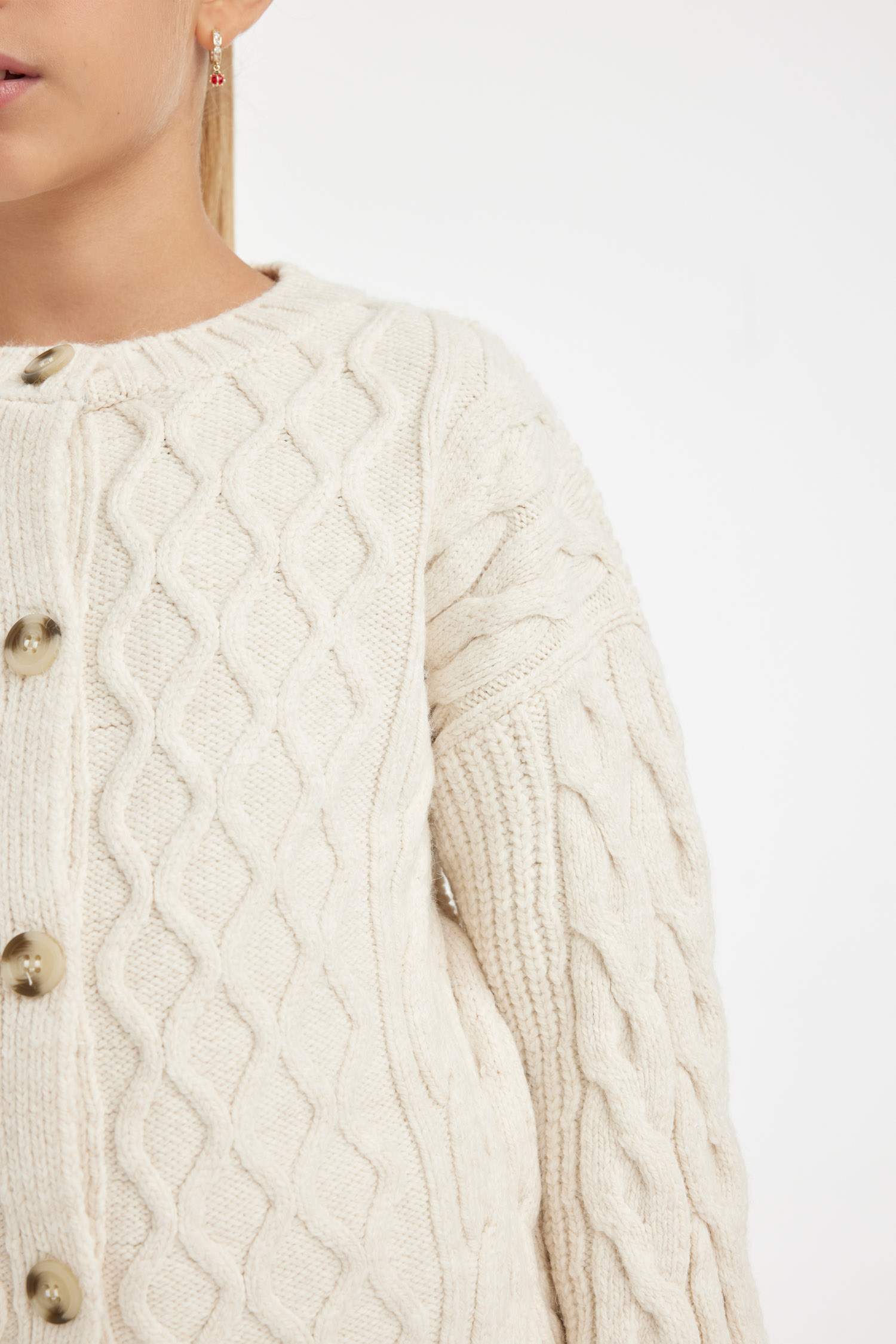 Kız Çocuk Triko Bisiklet Yaka Düğmeli Hırka