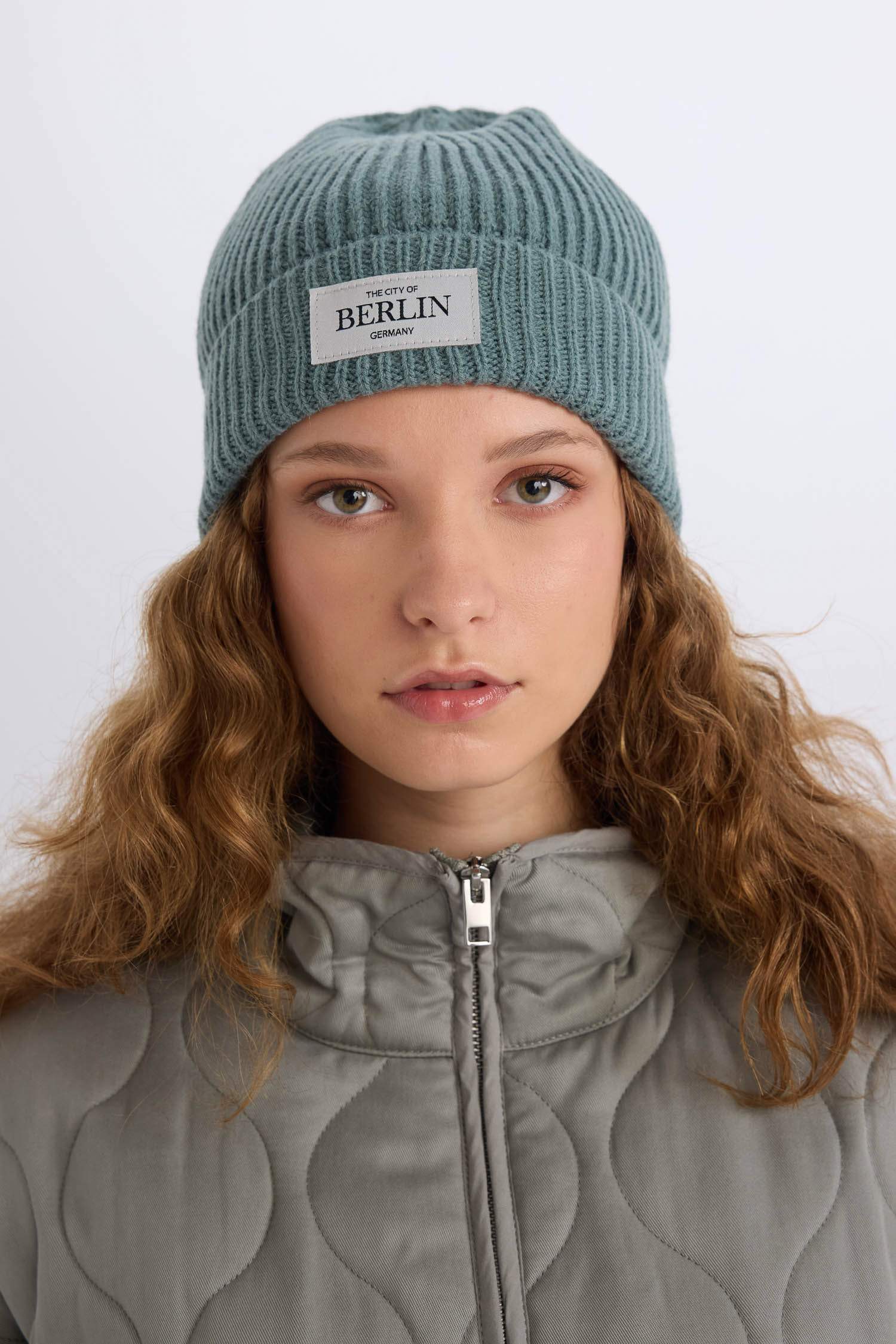 Woman City Themed Woven Labeled Beanie