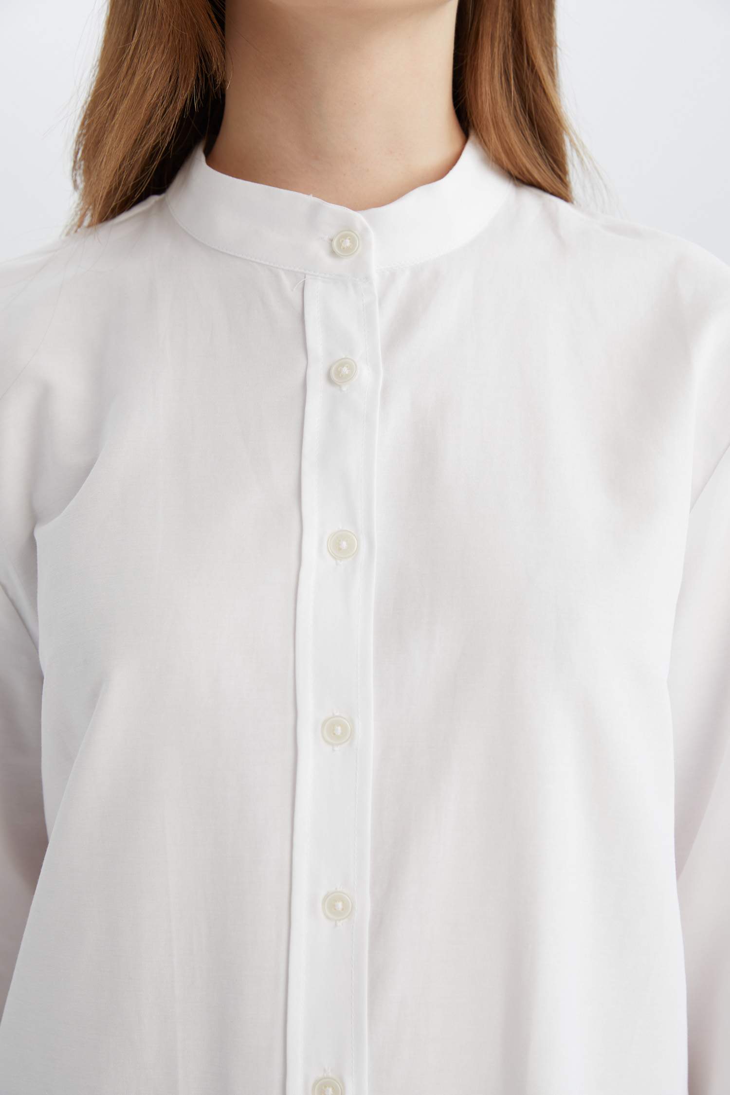 Tunique en Popeline Coupe Relax à Manches Longues