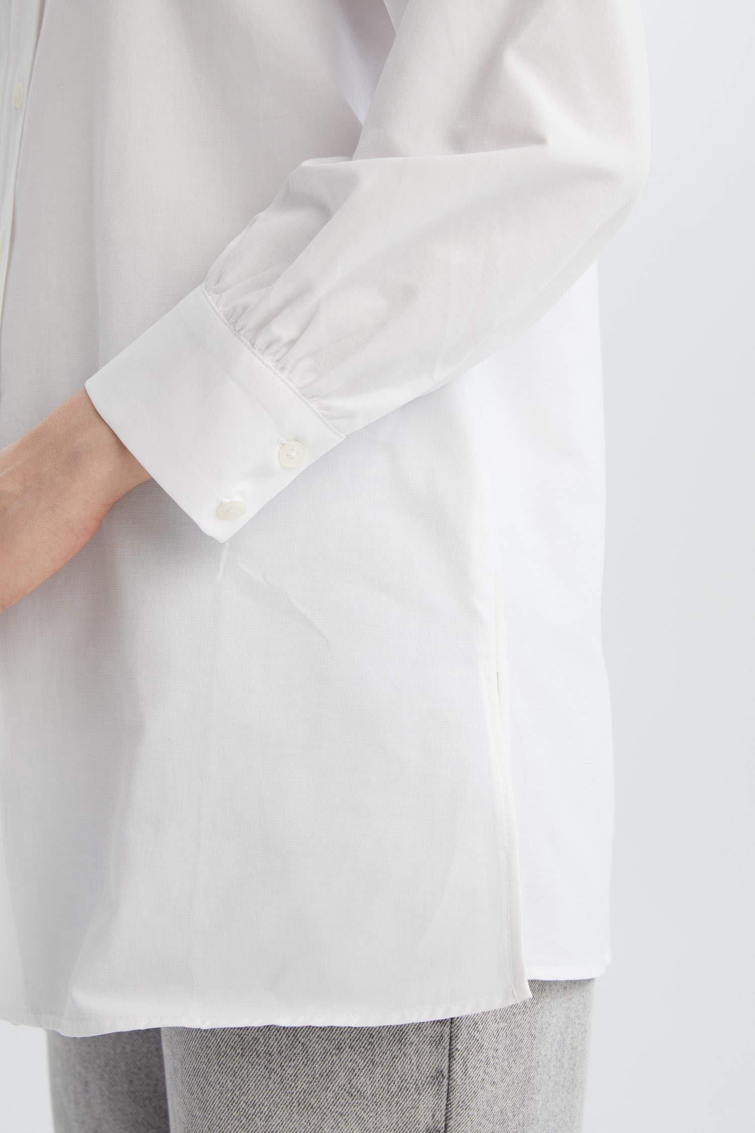 Tunique en Popeline Coupe Relax à Manches Longues