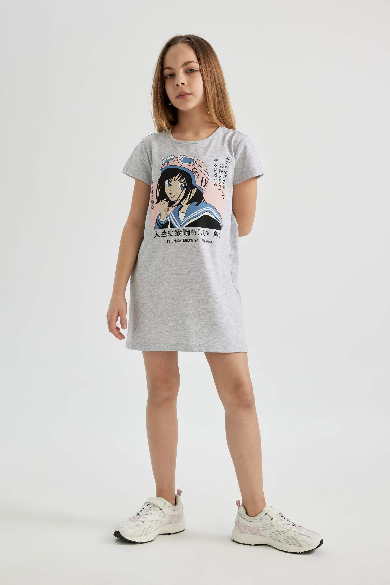 Girl Short Sleeve Printed Dress