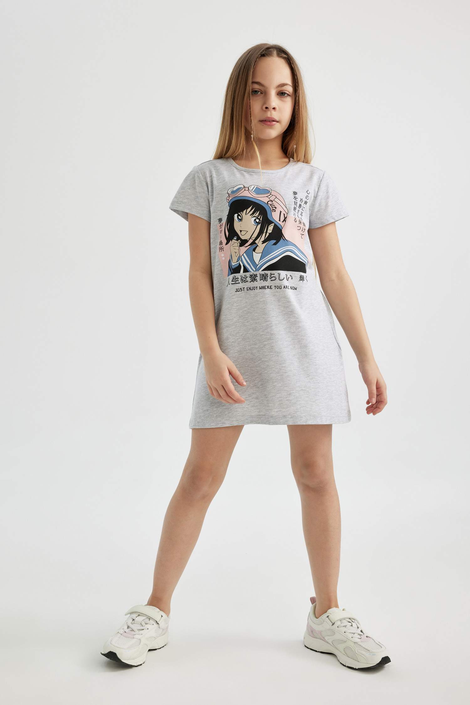 Girl Short Sleeve Printed Dress