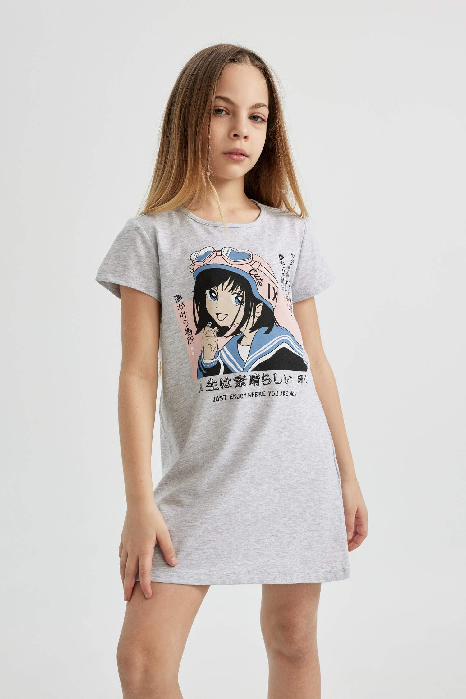 Girl Short Sleeve Printed Dress