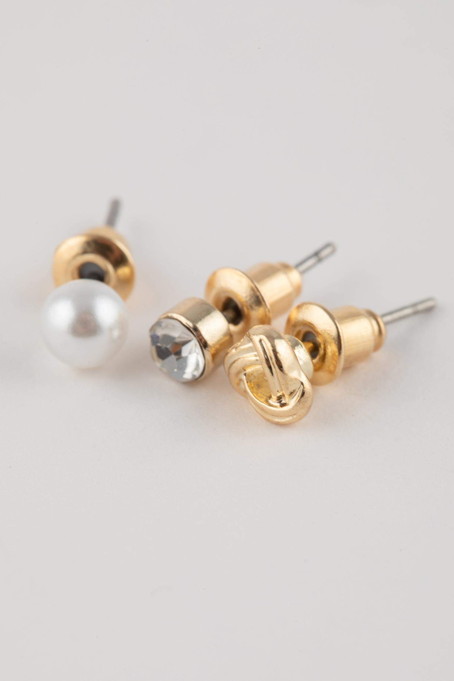 Kadın 3'lü Gold Küpe