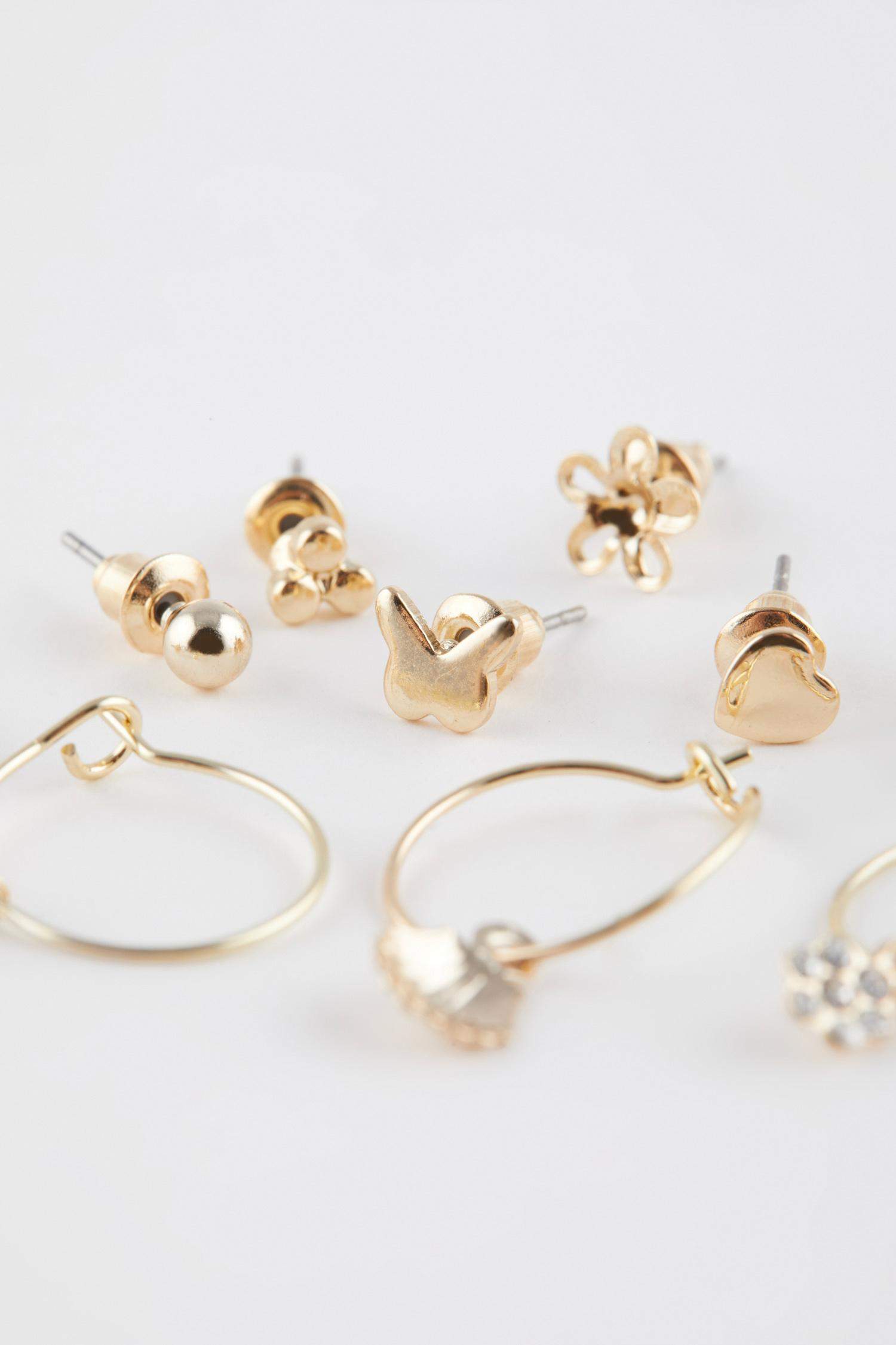 Woman 12 Piece Gold Earrings